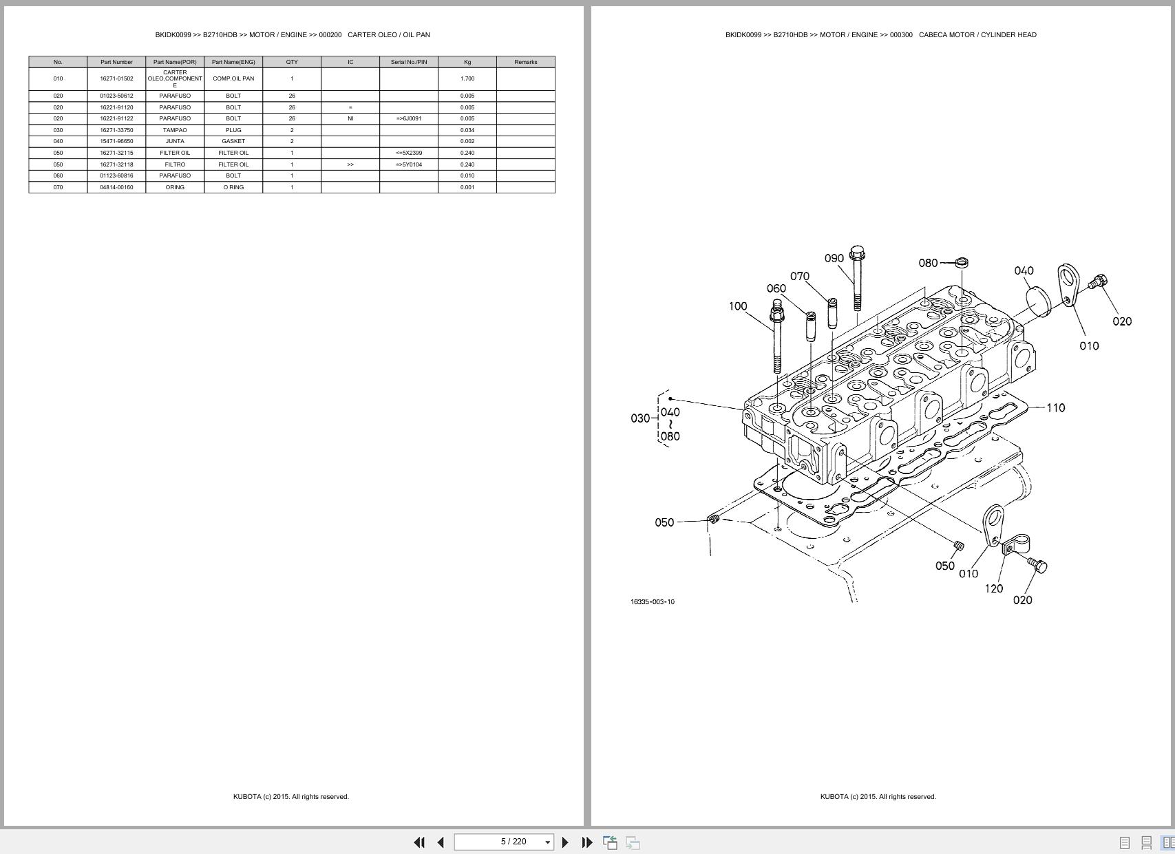 Kubota Compact Tractor B2710HDB Spare Parts Catalog EN PT (3)