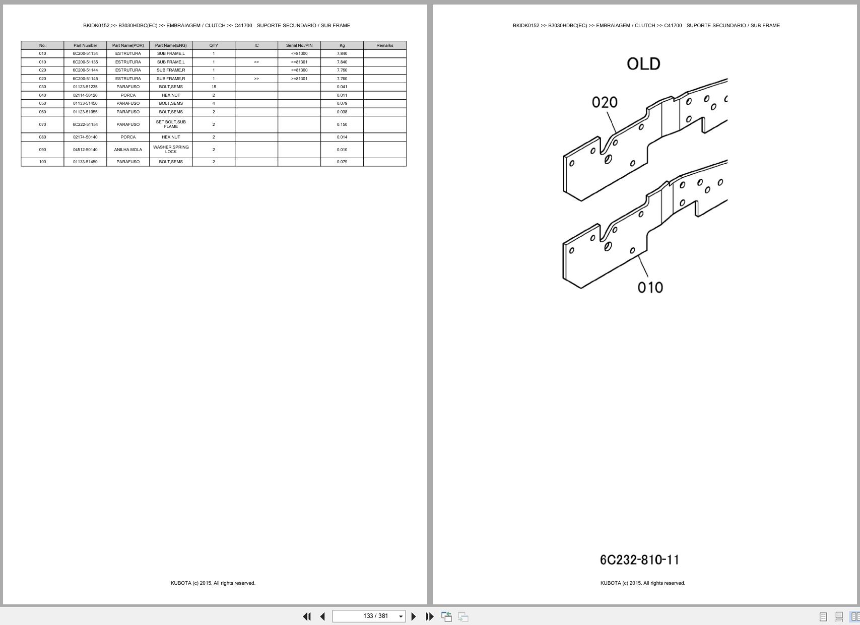 Kubota Compact Tractor B3030HDBC(EC) Spare Parts Catalog EN PT (2)