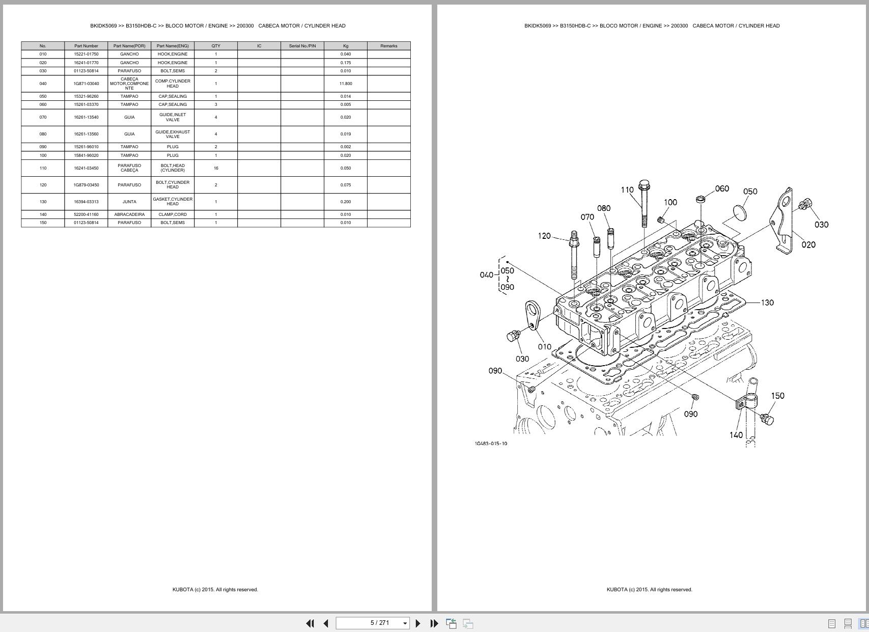 Kubota Compact Tractor B3150HDB C Spare Parts Catalog EN PT (3)