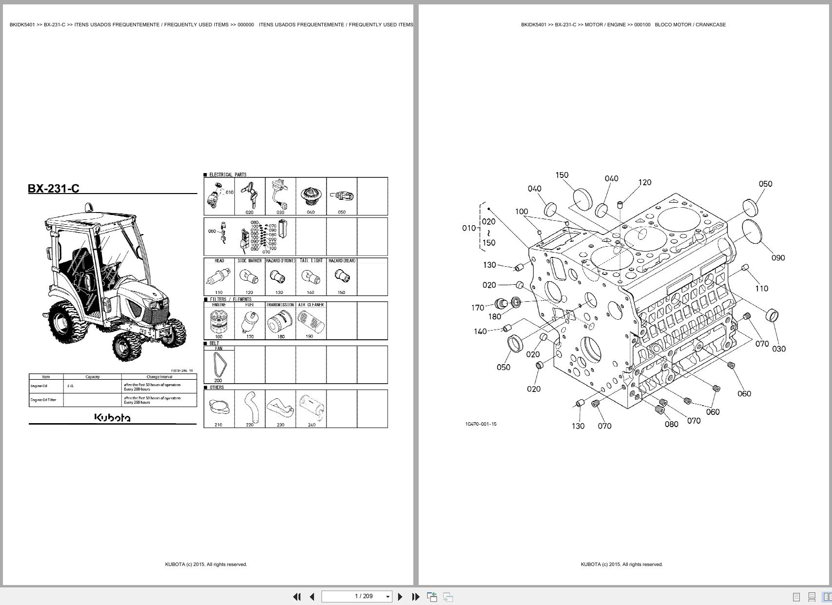 Kubota Compact Tractor BX 231 C Spare Parts Catalog EN PT (1)