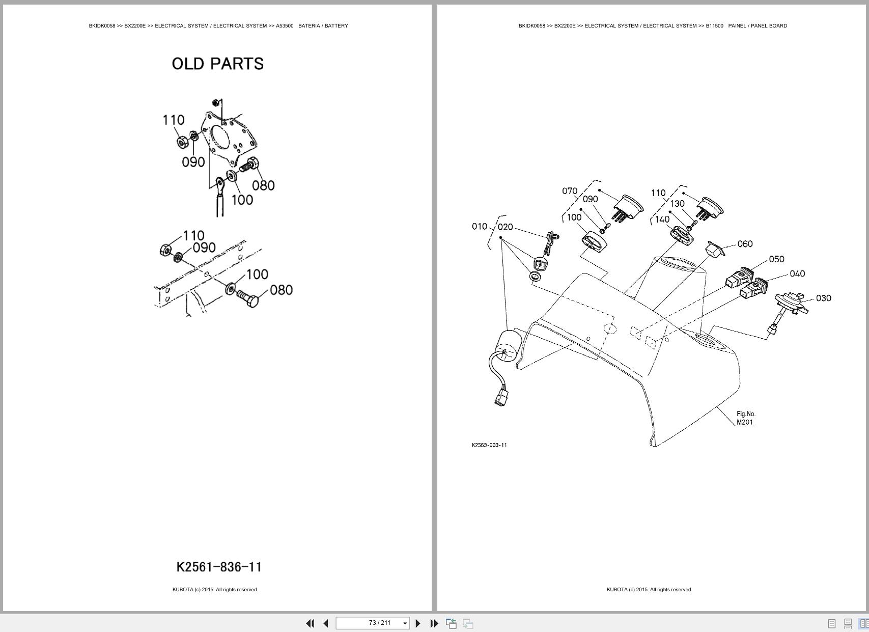 Kubota Compact Tractor BX2200E Spare Parts Catalog EN PT (2)