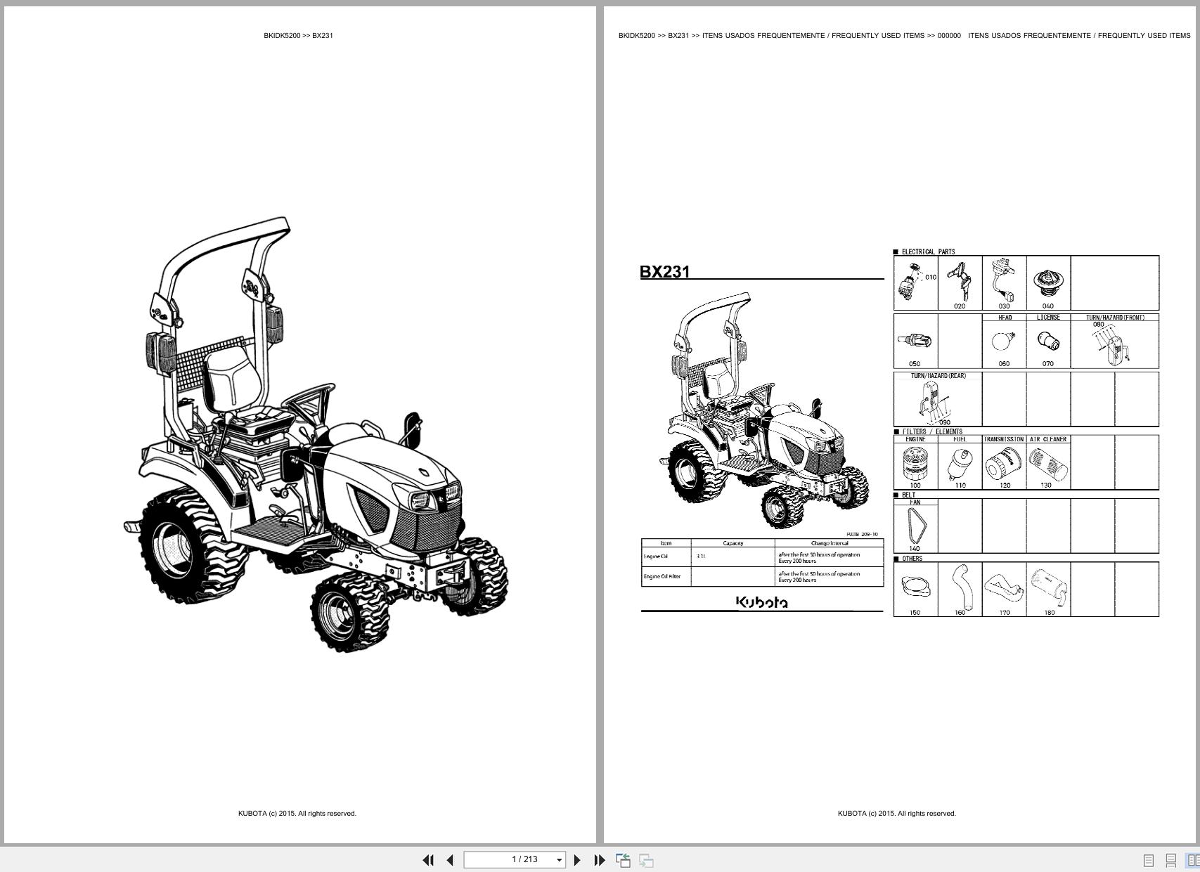 Kubota Compact Tractor BX231 Spare Parts Catalog EN PT (1)