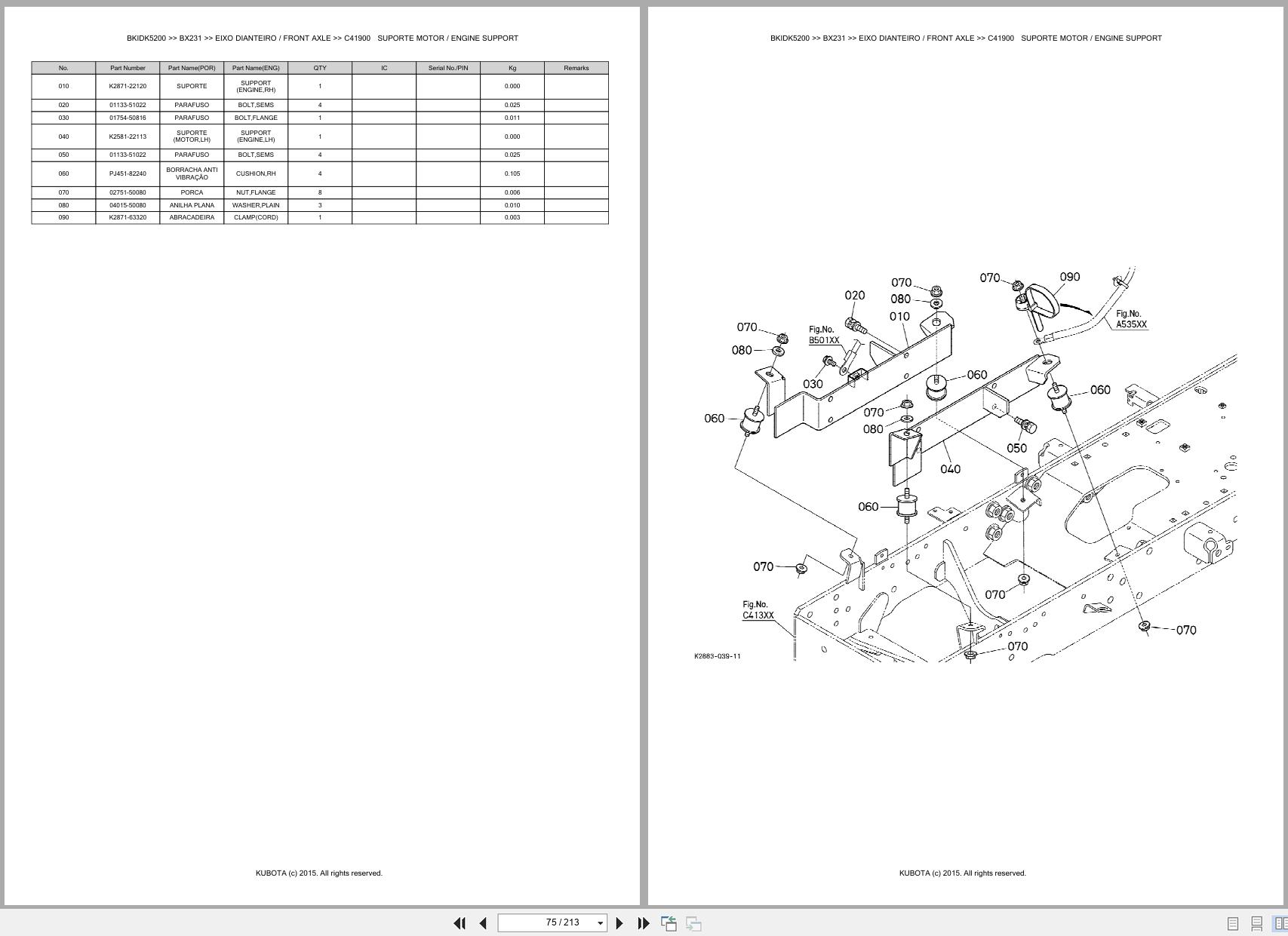 Kubota Compact Tractor BX231 Spare Parts Catalog EN PT (2)