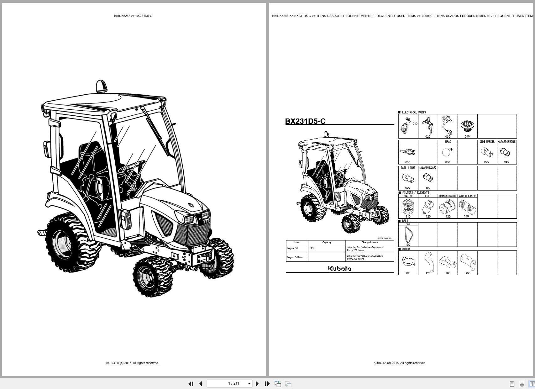 Kubota Compact Tractor BX231D5 C Spare Parts Catalog EN PT (1)