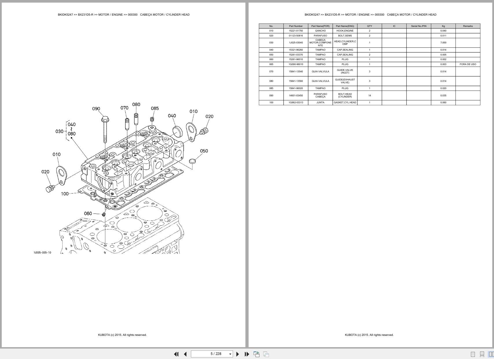 Kubota Compact Tractor BX231D5 R Spare Parts Catalog EN PT (3)