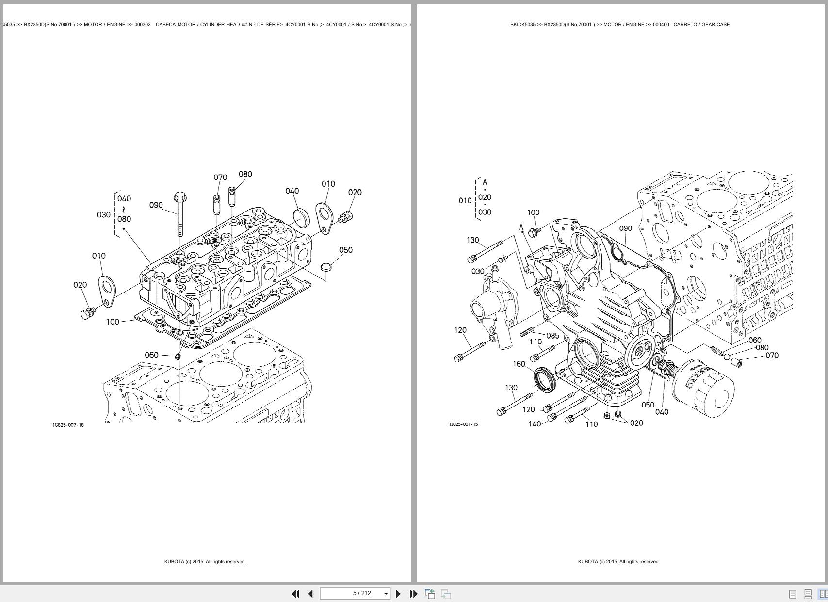 Kubota Compact Tractor BX2350D 70001 Spare Parts Catalog EN PT (3)
