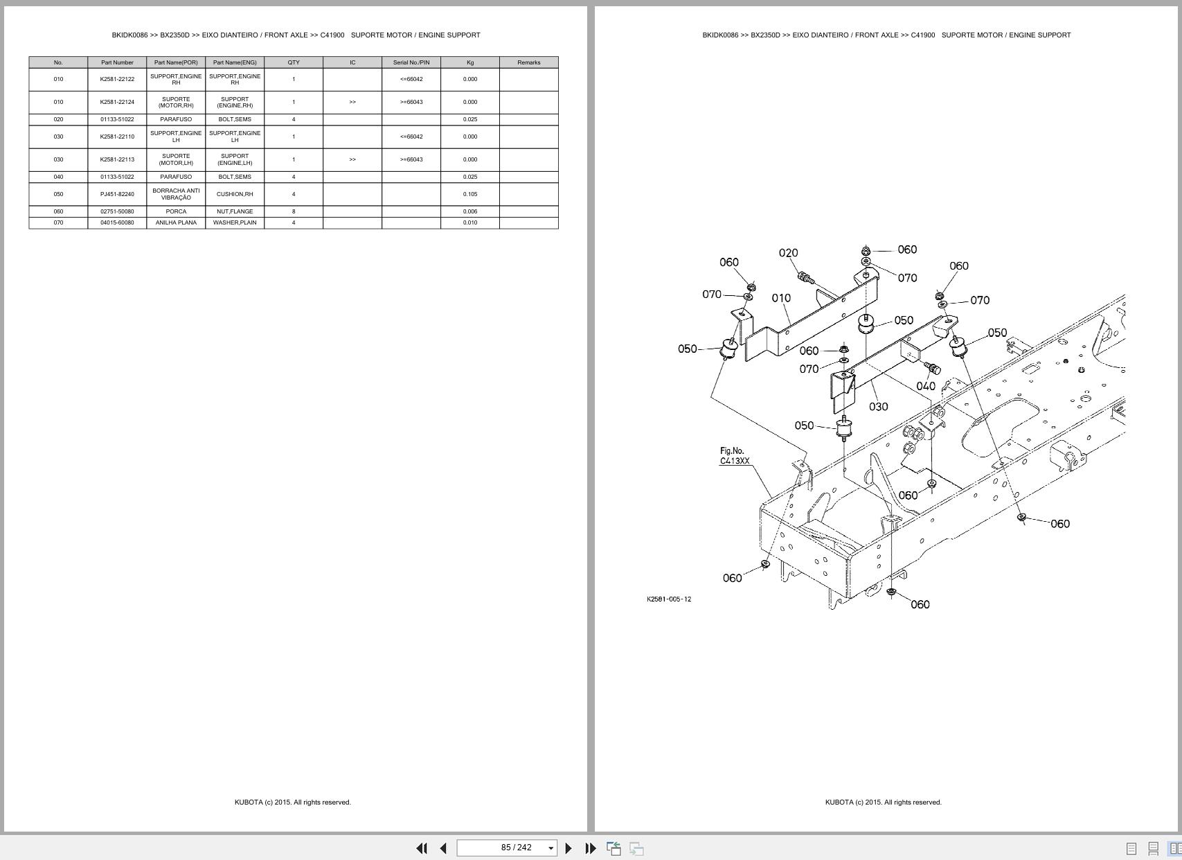 Kubota Compact Tractor BX2350D Spare Parts Catalog EN PT (2)
