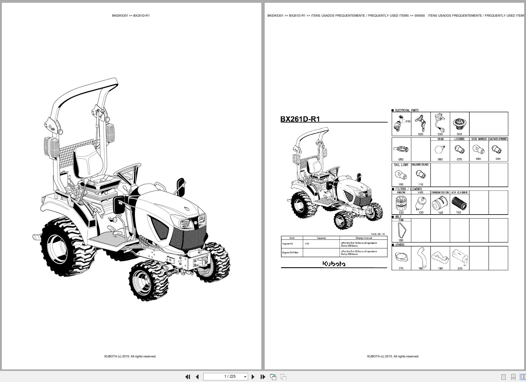 Kubota Compact Tractor BX261D R1 Spare Parts Catalog EN PT (1)