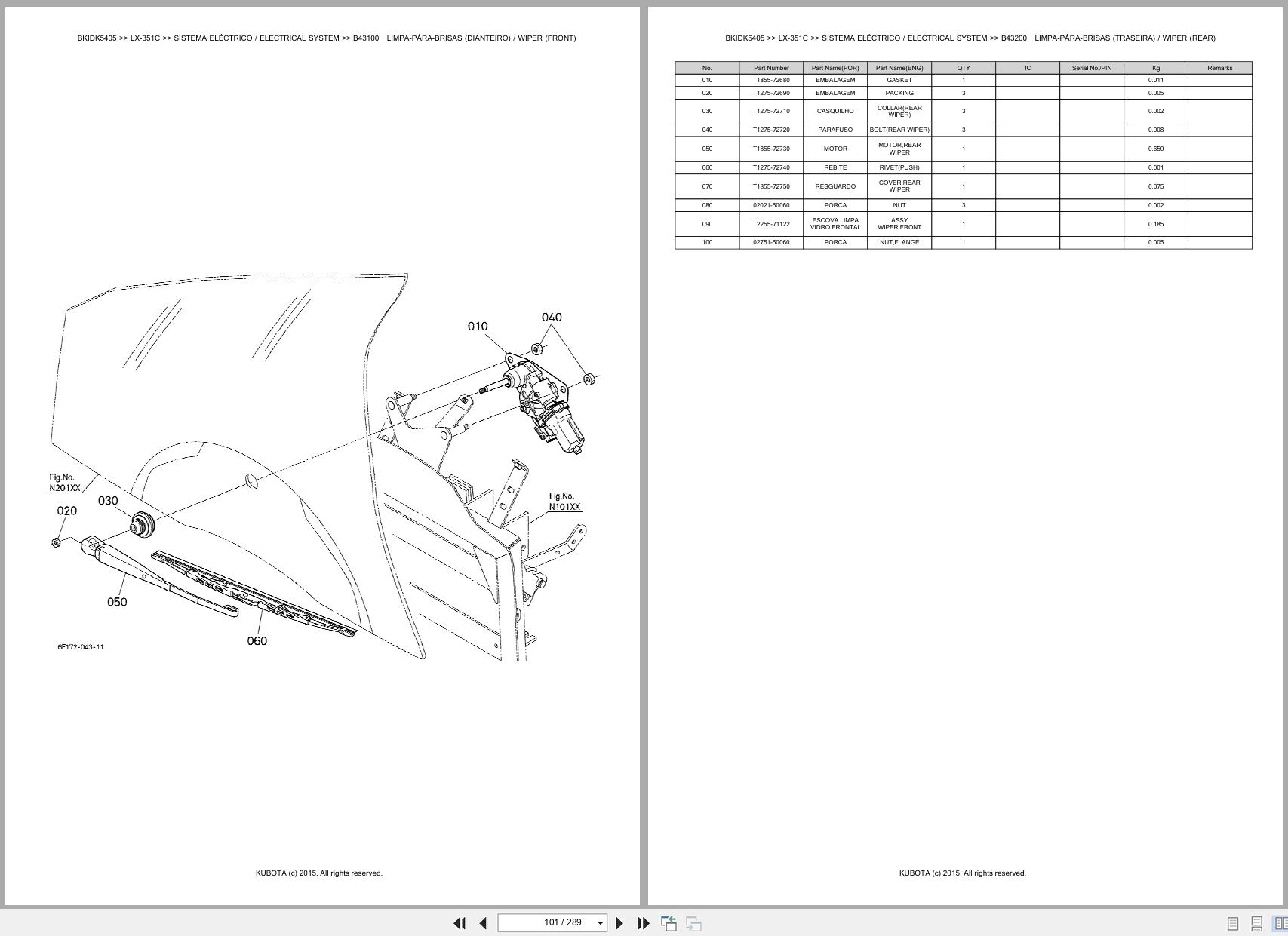 Kubota Compact Tractor LX 351C Spare Parts Catalog EN PT (2)