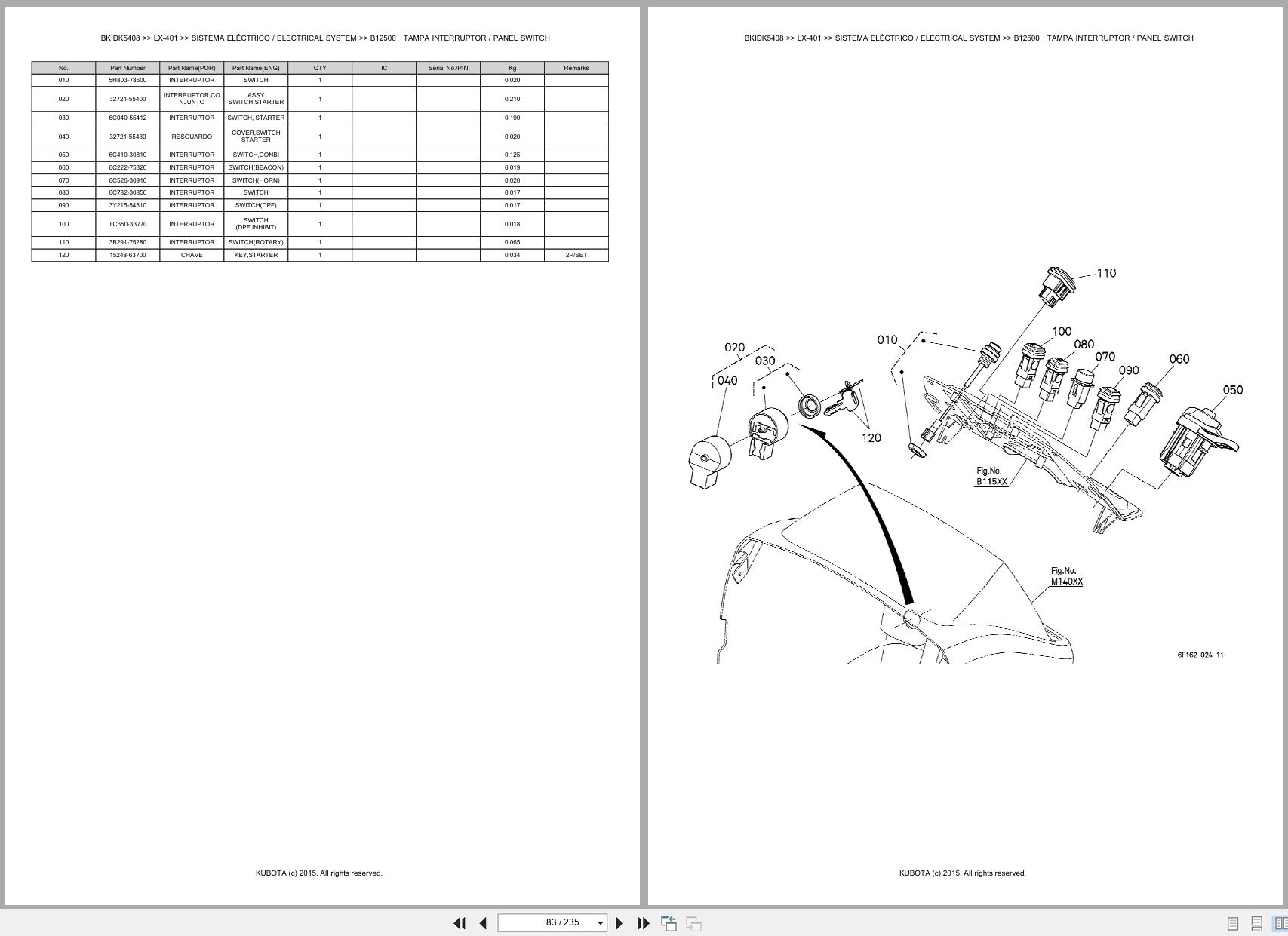 Kubota Compact Tractor LX 401 Spare Parts Catalog EN PT (2)