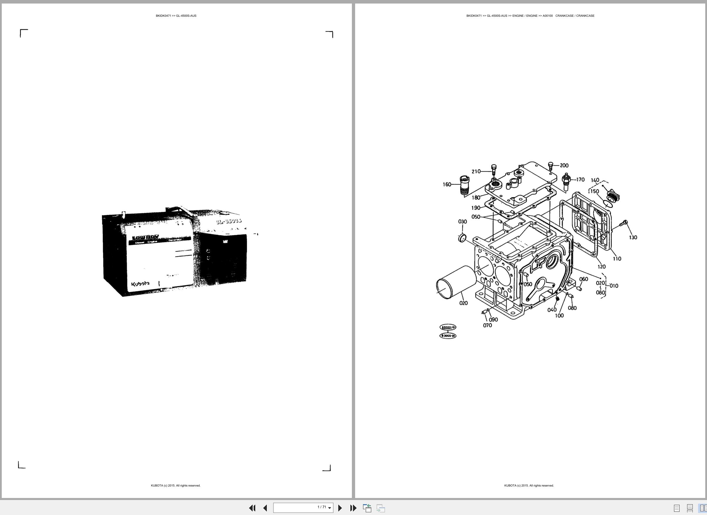 Kubota Diesel Generator GL 4500S AUS Spare Parts Catalog EN ES (1)