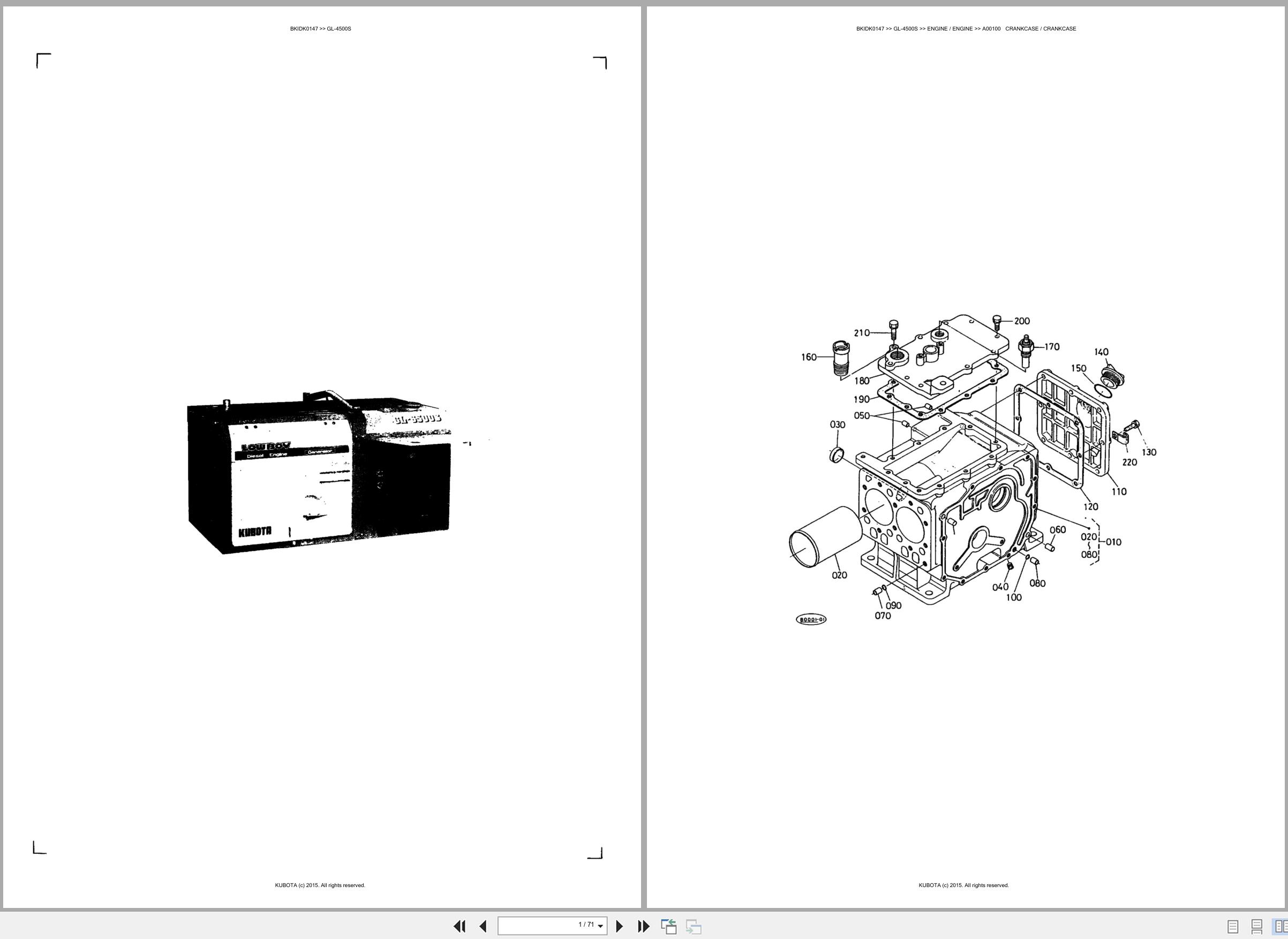 Kubota Diesel Generator GL 4500S Spare Parts Catalog EN ES (1)