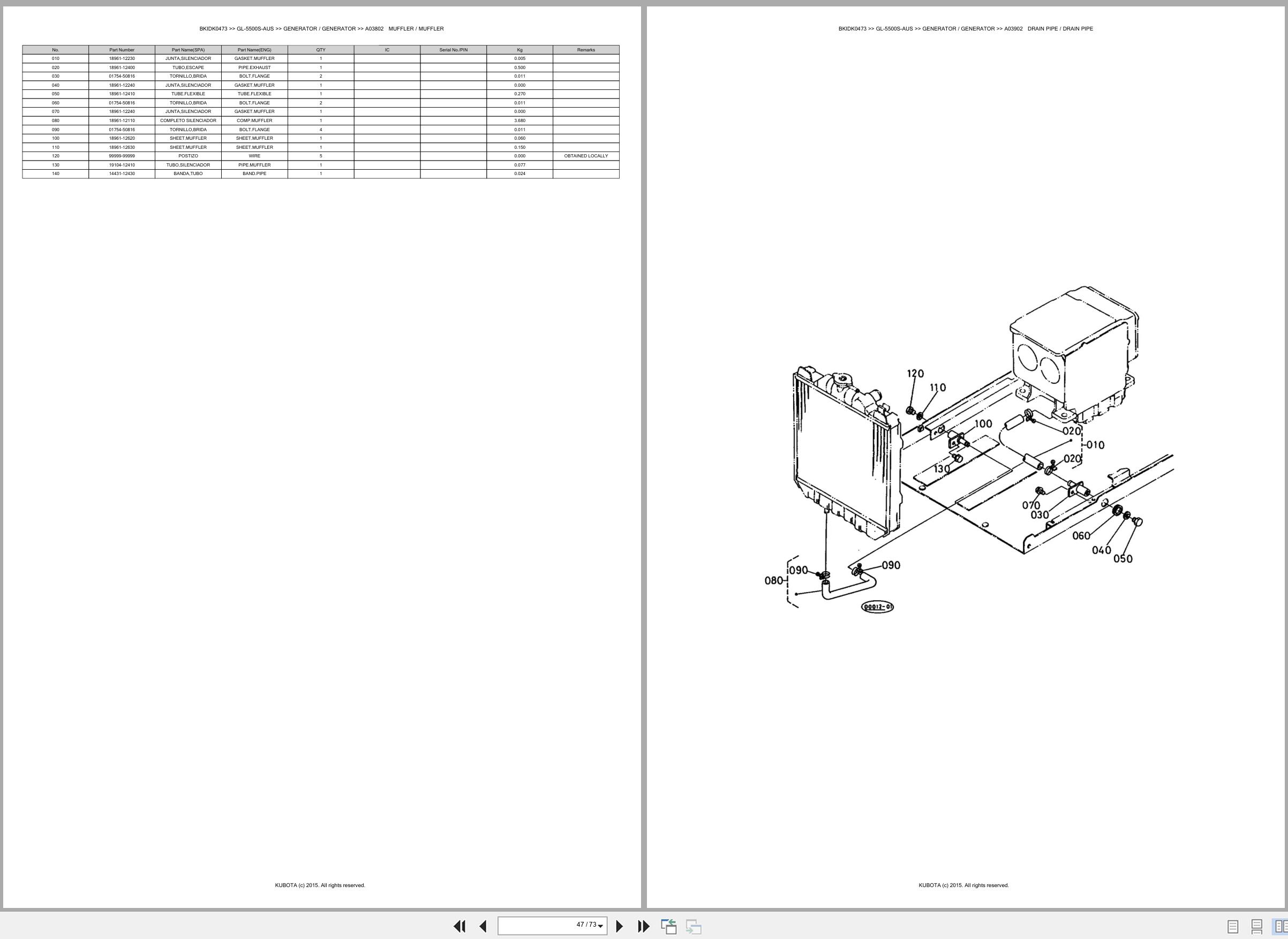 Kubota Diesel Generator GL 5500S AUS Spare Parts Catalog EN ES (3)