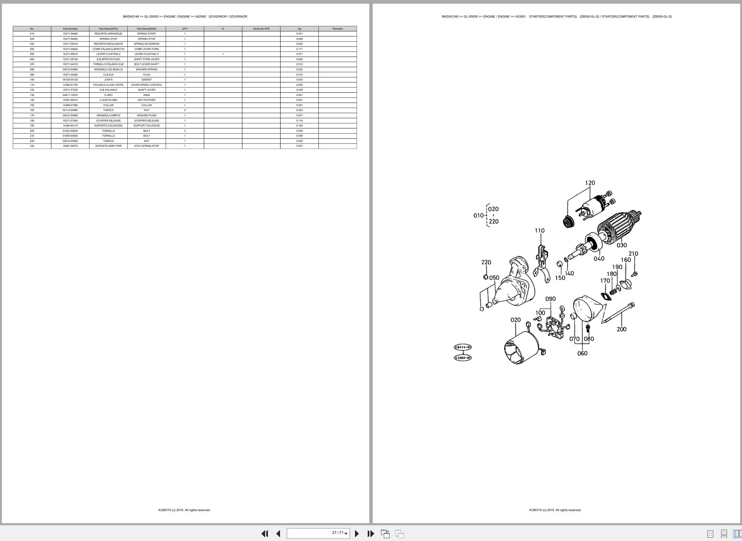 Kubota Diesel Generator GL 5500S Spare Parts Catalog EN ES (2)