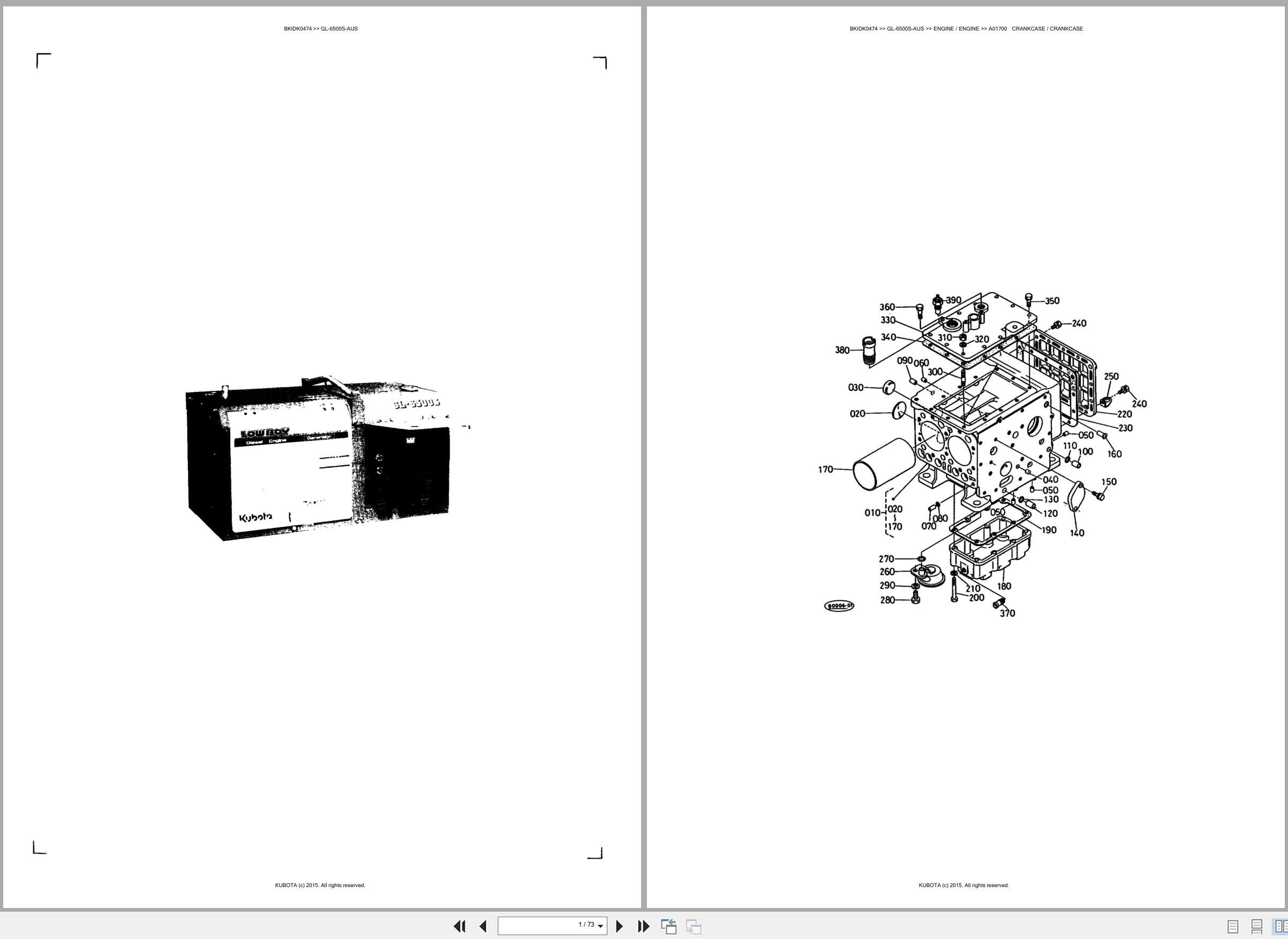 Kubota Diesel Generator GL 6500S AUS Spare Parts Catalog EN ES (1)