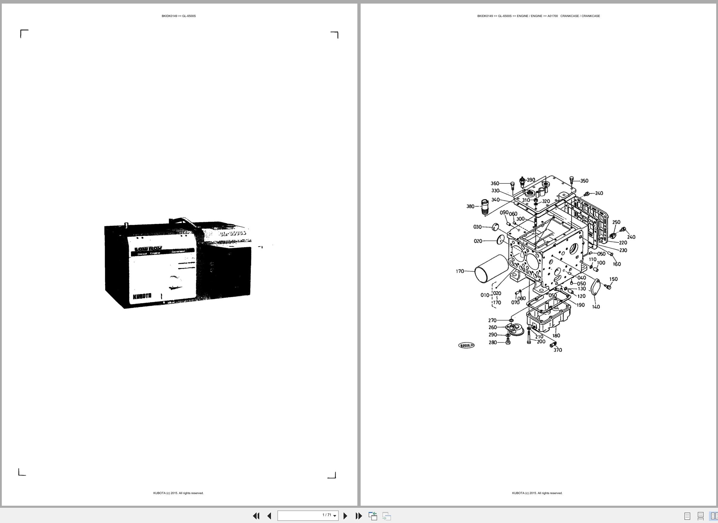 Kubota Diesel Generator GL 6500S Spare Parts Catalog EN ES (1)