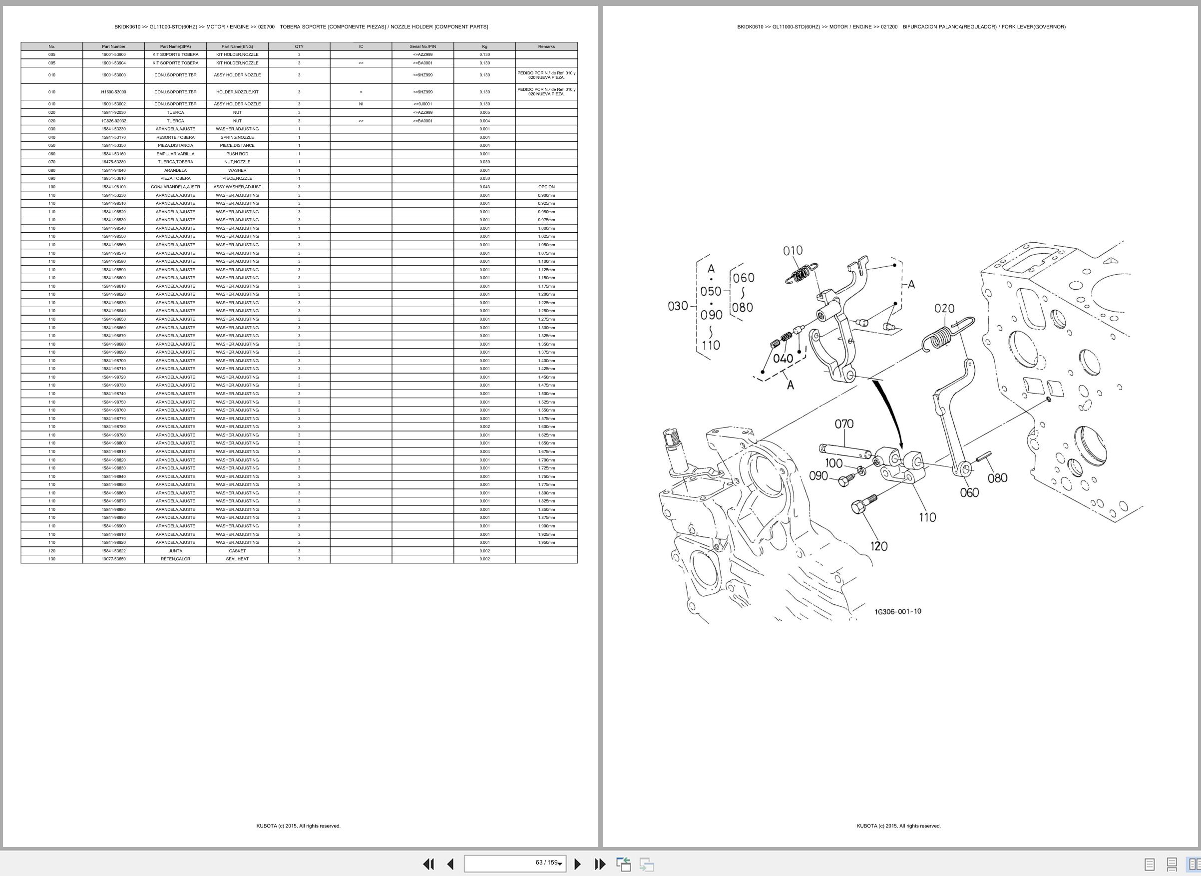 Kubota Diesel Generator GL11000 STD 60HZ Spare Parts Catalog EN ES (2)
