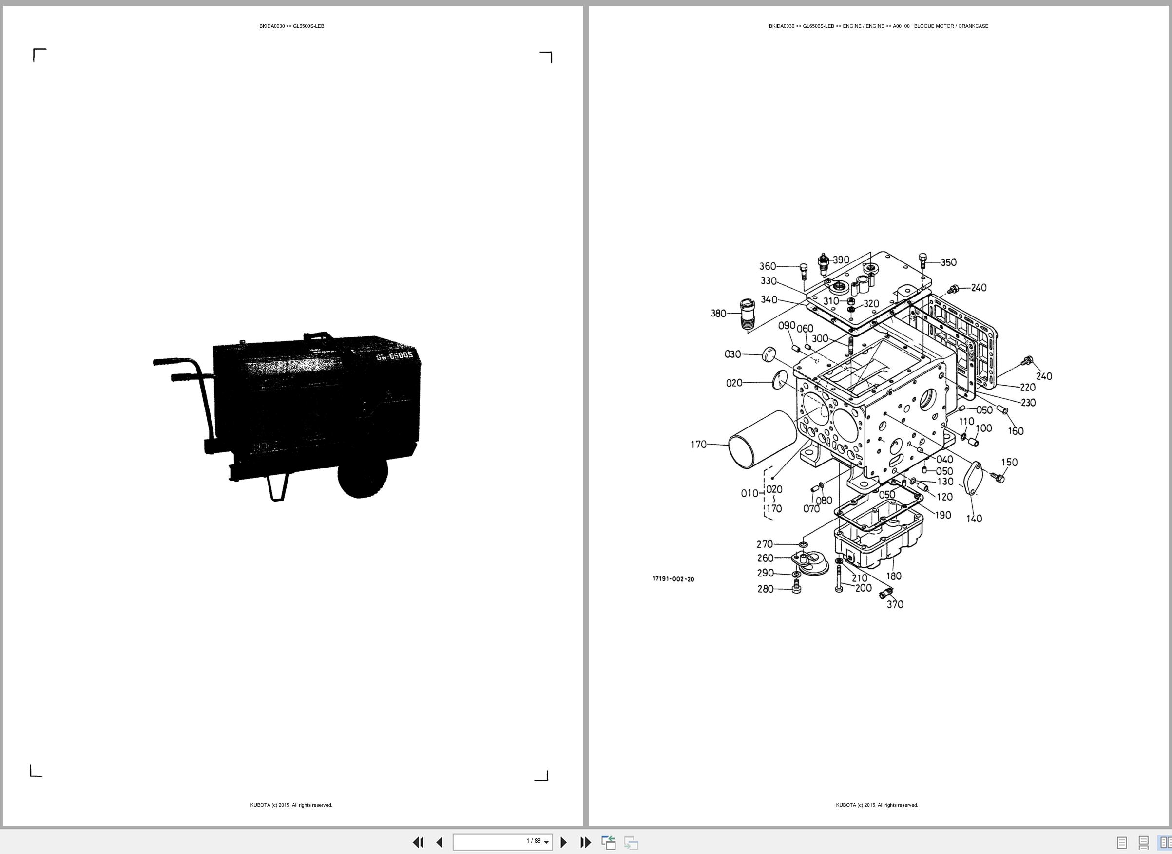 Kubota Diesel Generator GL6500S LEB Spare Parts Catalog EN ES (1)