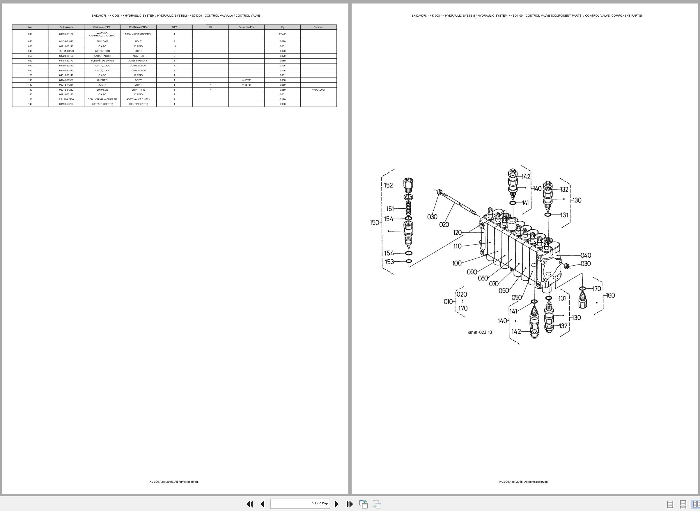 Kubota Excavator K 008 Spare Parts Catalog EN ES (2)
