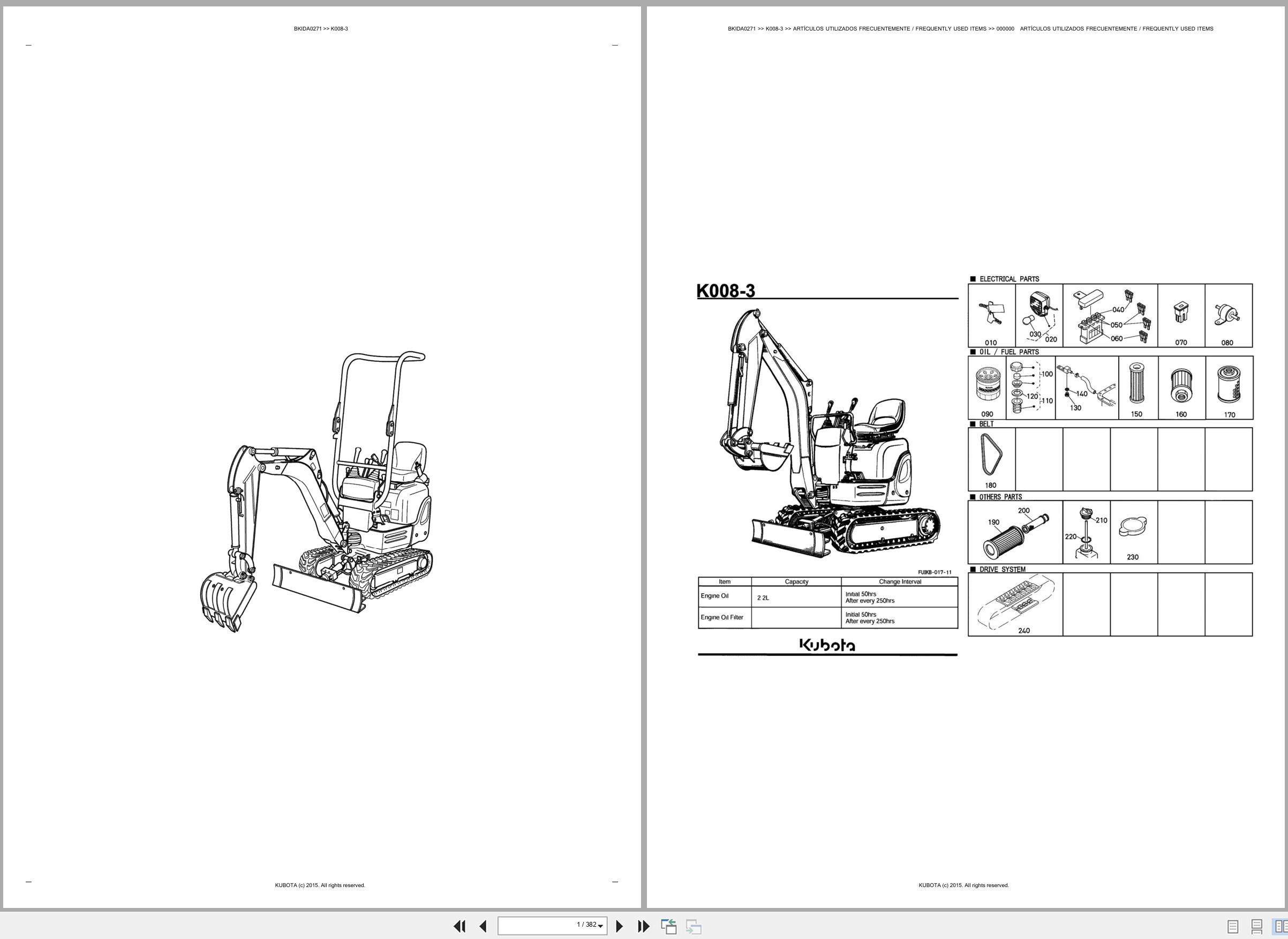 Kubota Excavator K008 3 Spare Parts Catalog EN ES (1)
