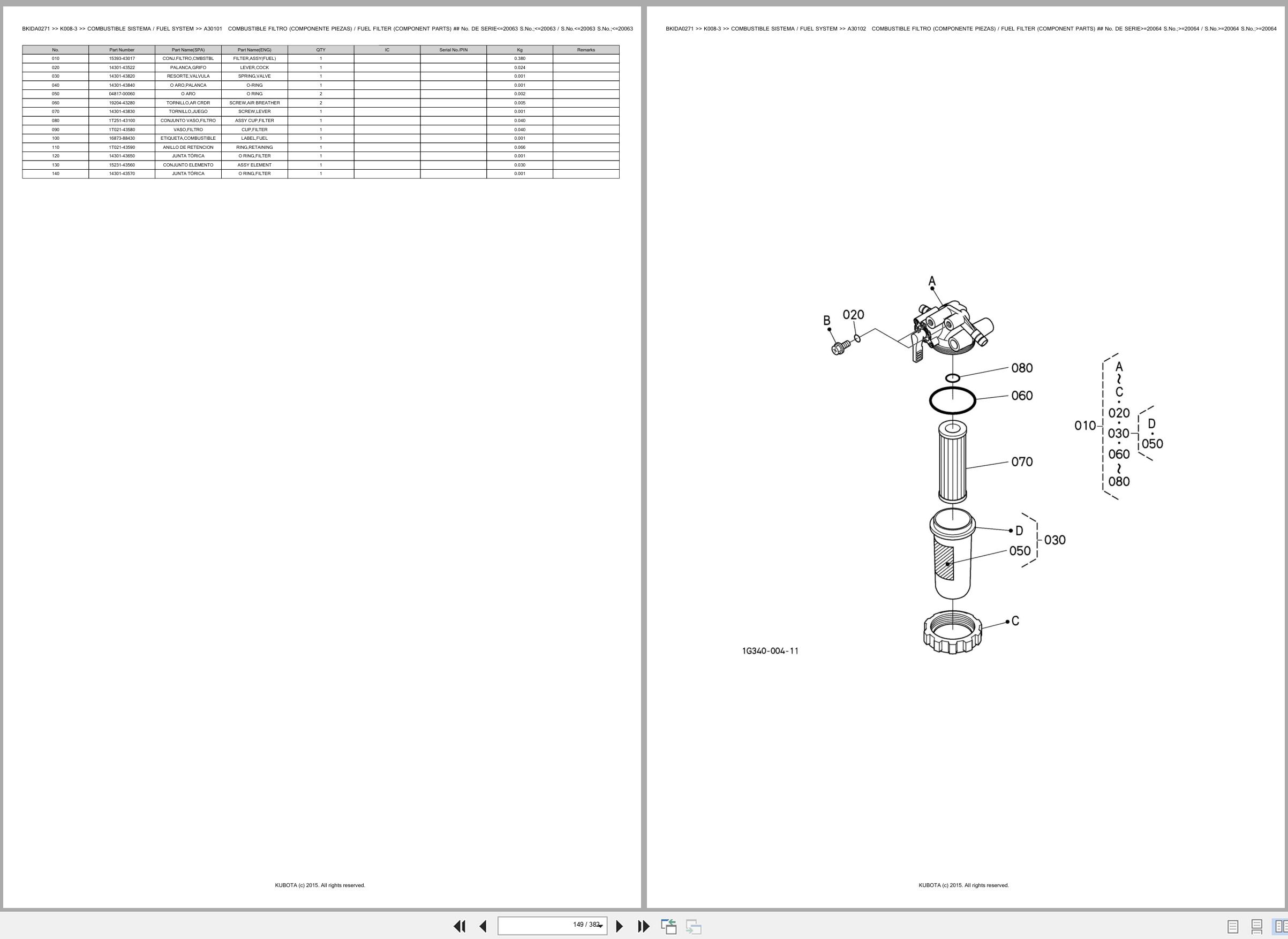Kubota Excavator K008 3 Spare Parts Catalog EN ES (2)