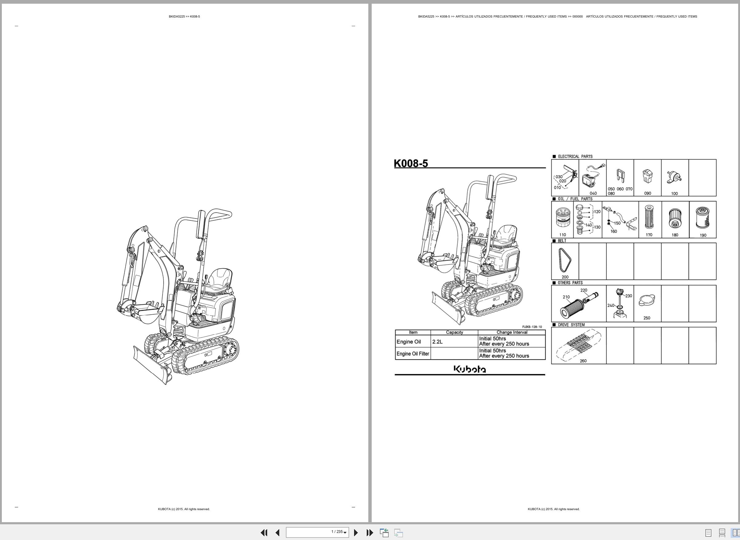 Kubota Excavator K008 5 Spare Parts Catalog EN ES (1)