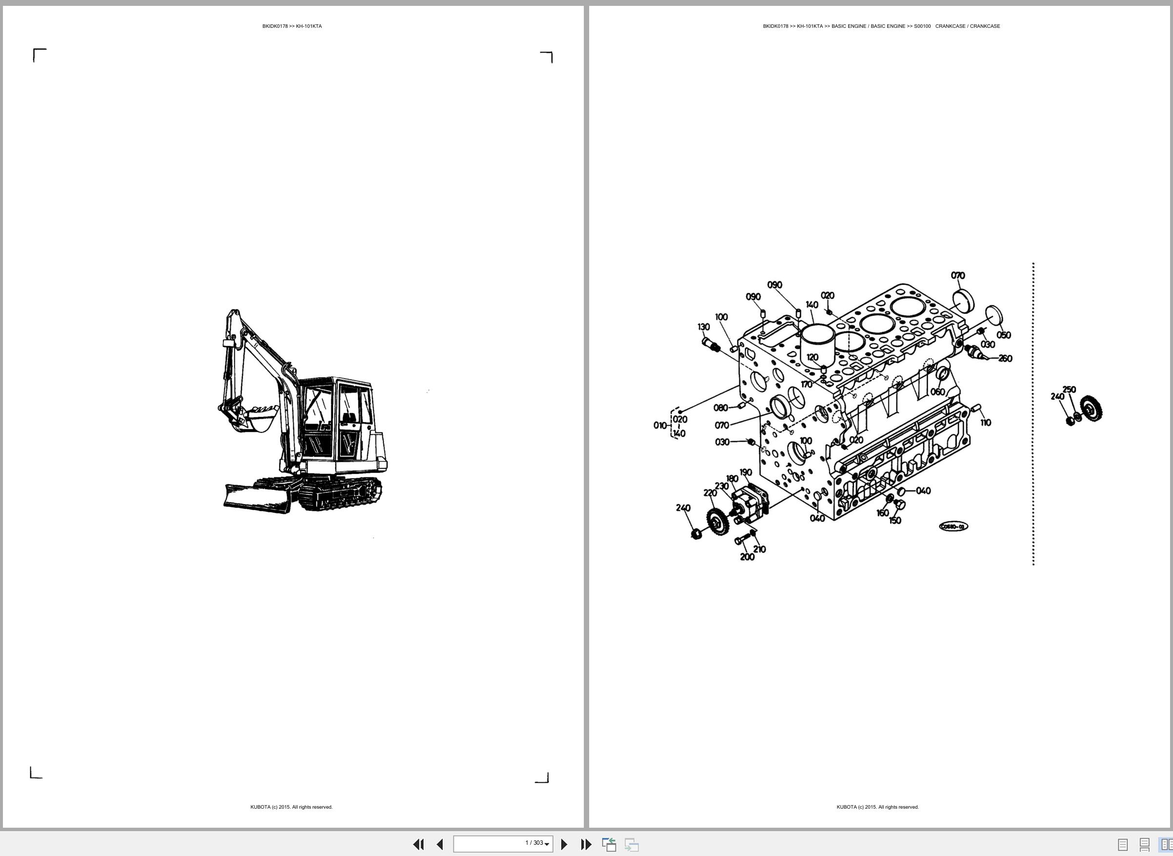 Kubota Excavator KH 101KTA Spare Parts Catalog EN ES (1)