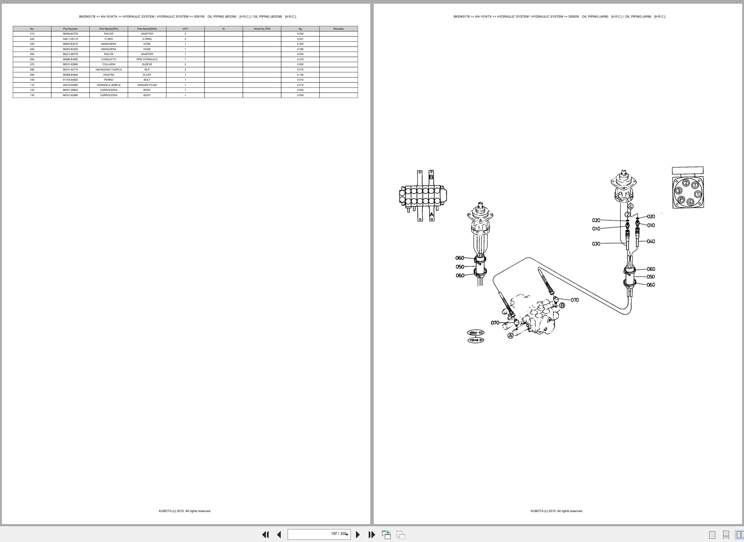 Kubota Excavator KH 101KTA Spare Parts Catalog EN ES (3)