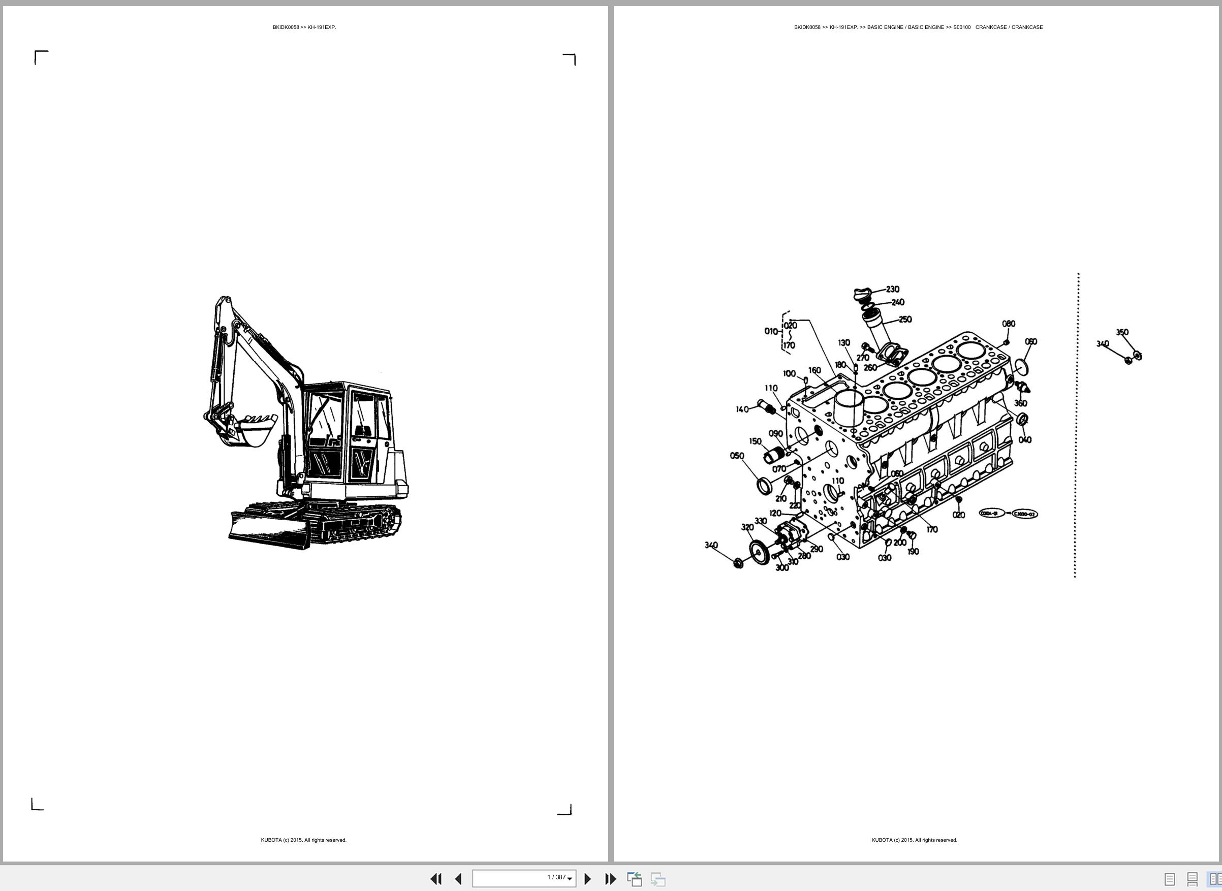 Kubota Excavator KH 191EXP Spare Parts Catalog EN ES (1)
