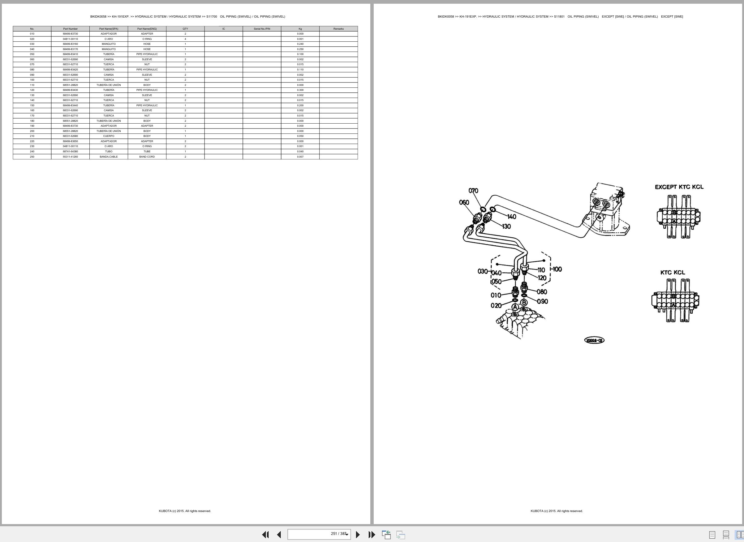 Kubota Excavator KH 191EXP Spare Parts Catalog EN ES (3)