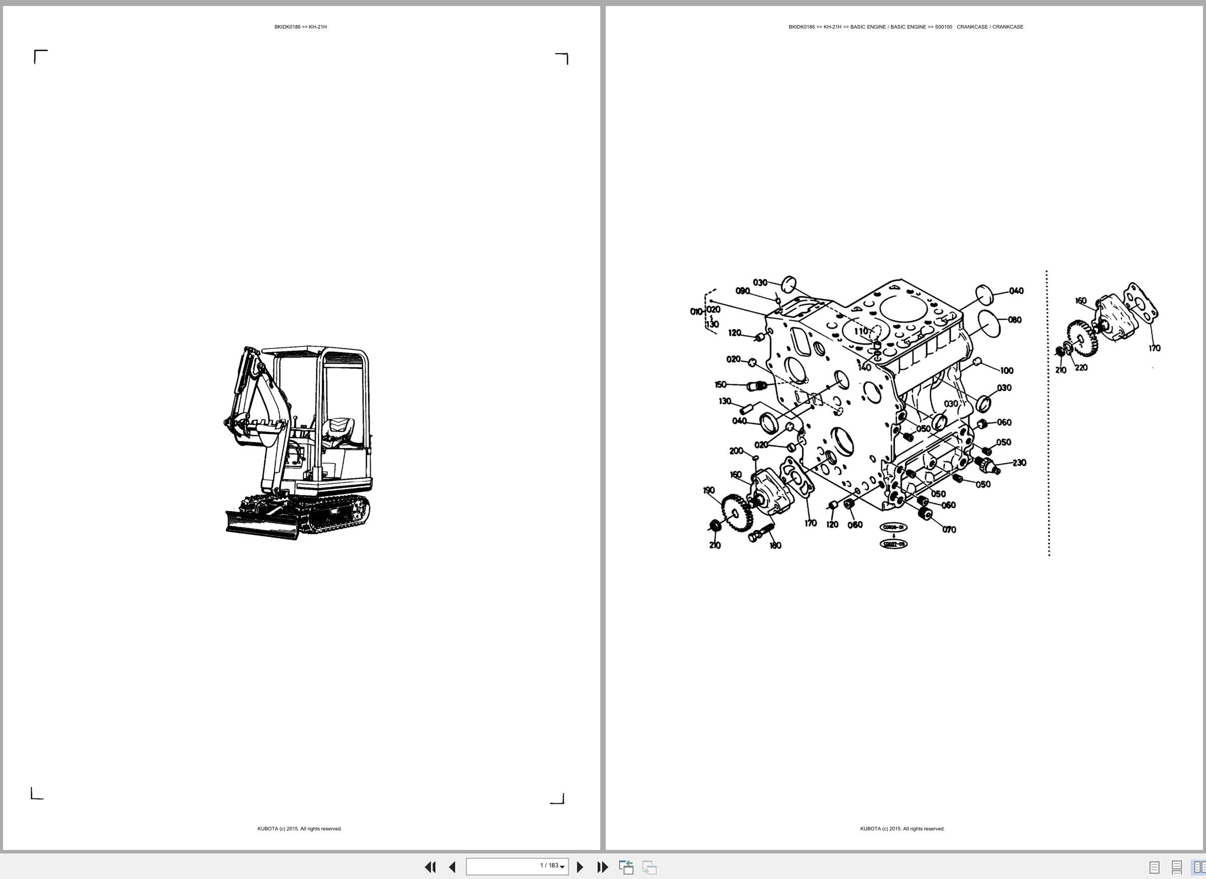 Kubota Excavator KH 21H Spare Parts Catalog EN ES (1)