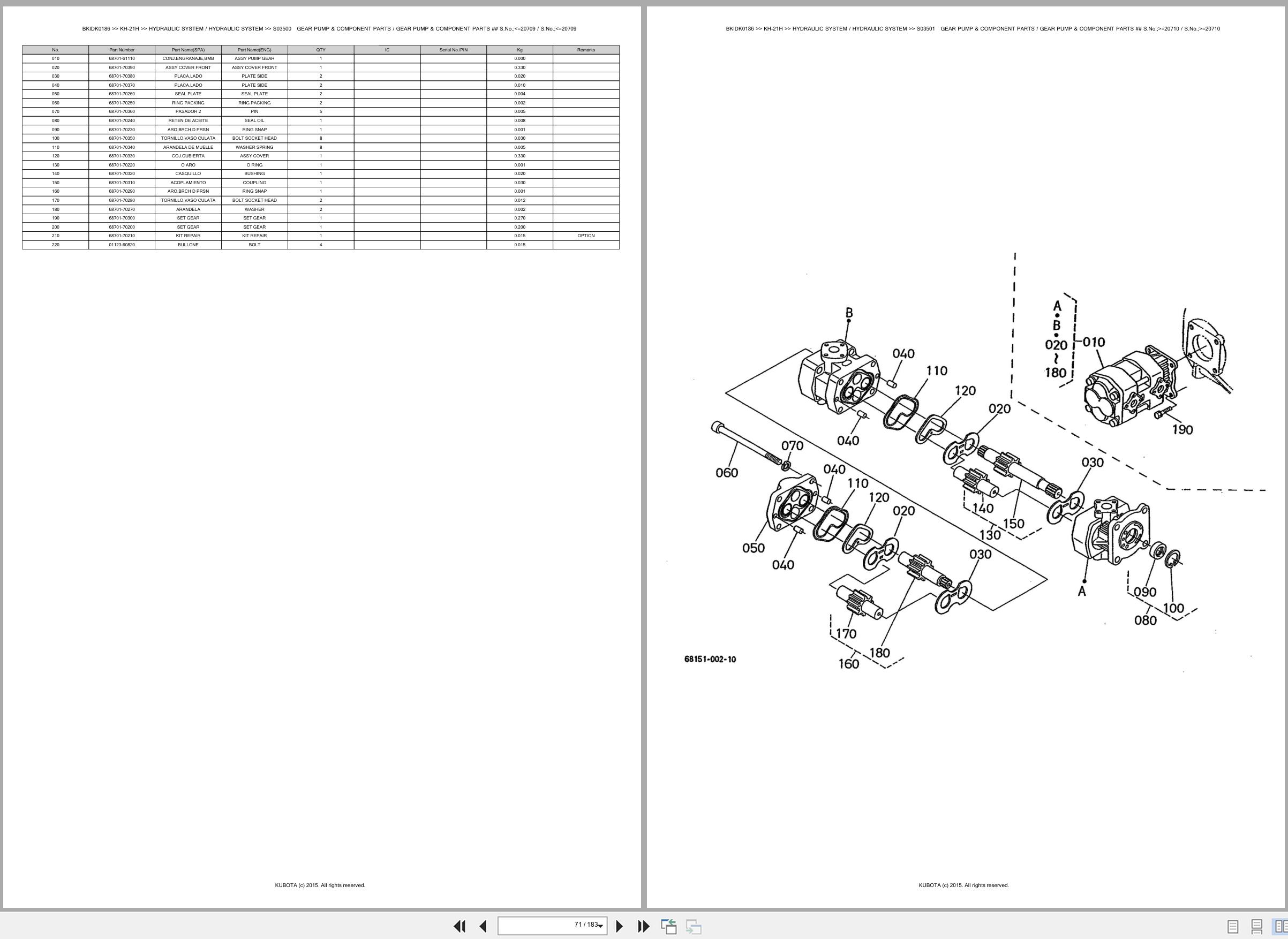 Kubota Excavator KH 21H Spare Parts Catalog EN ES (2)