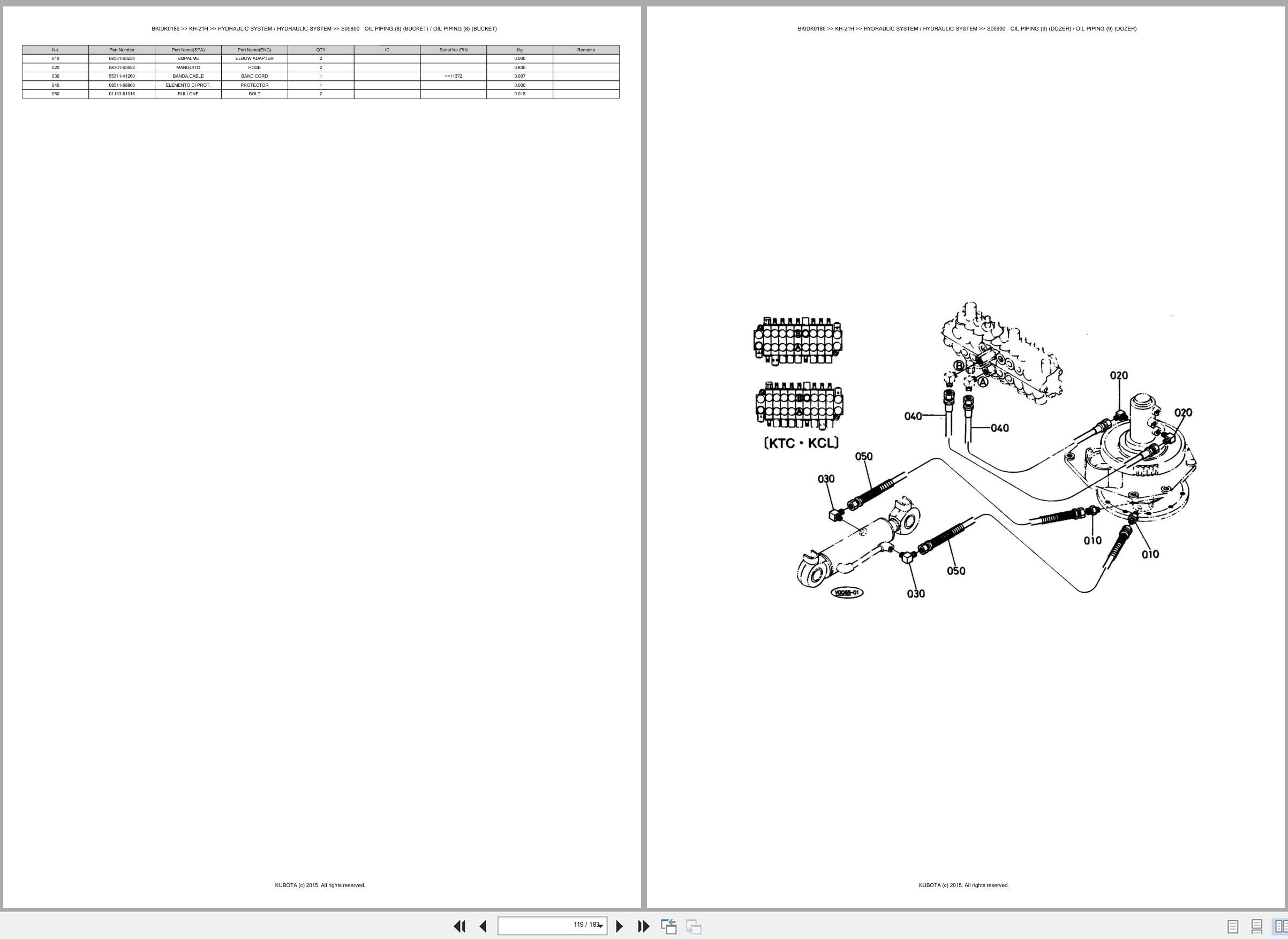 Kubota Excavator KH 21H Spare Parts Catalog EN ES (3)