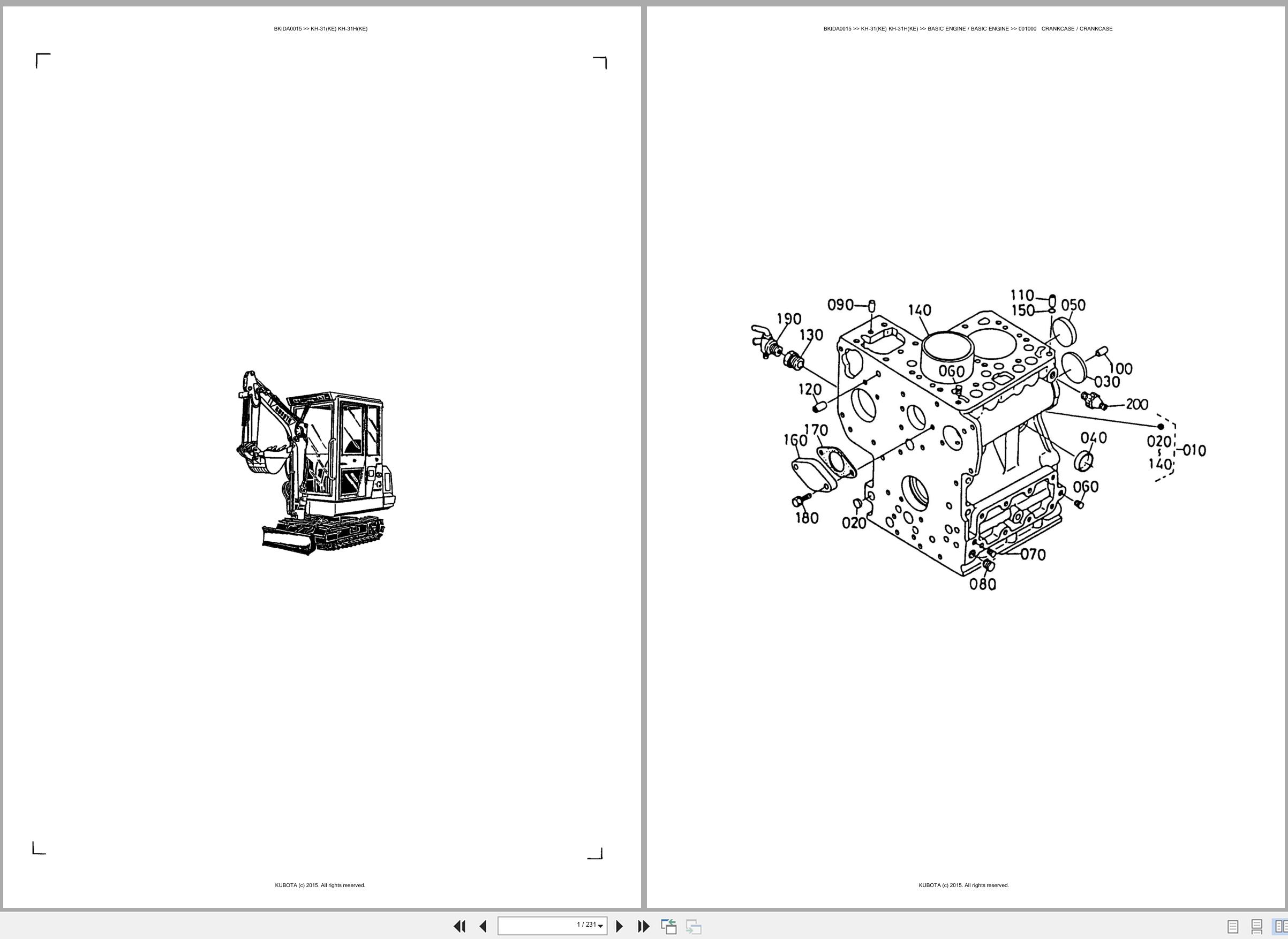 Kubota Excavator KH 31 KH 31KE KH 31H KH 31HKE Spare Parts Catalog EN ES (1)