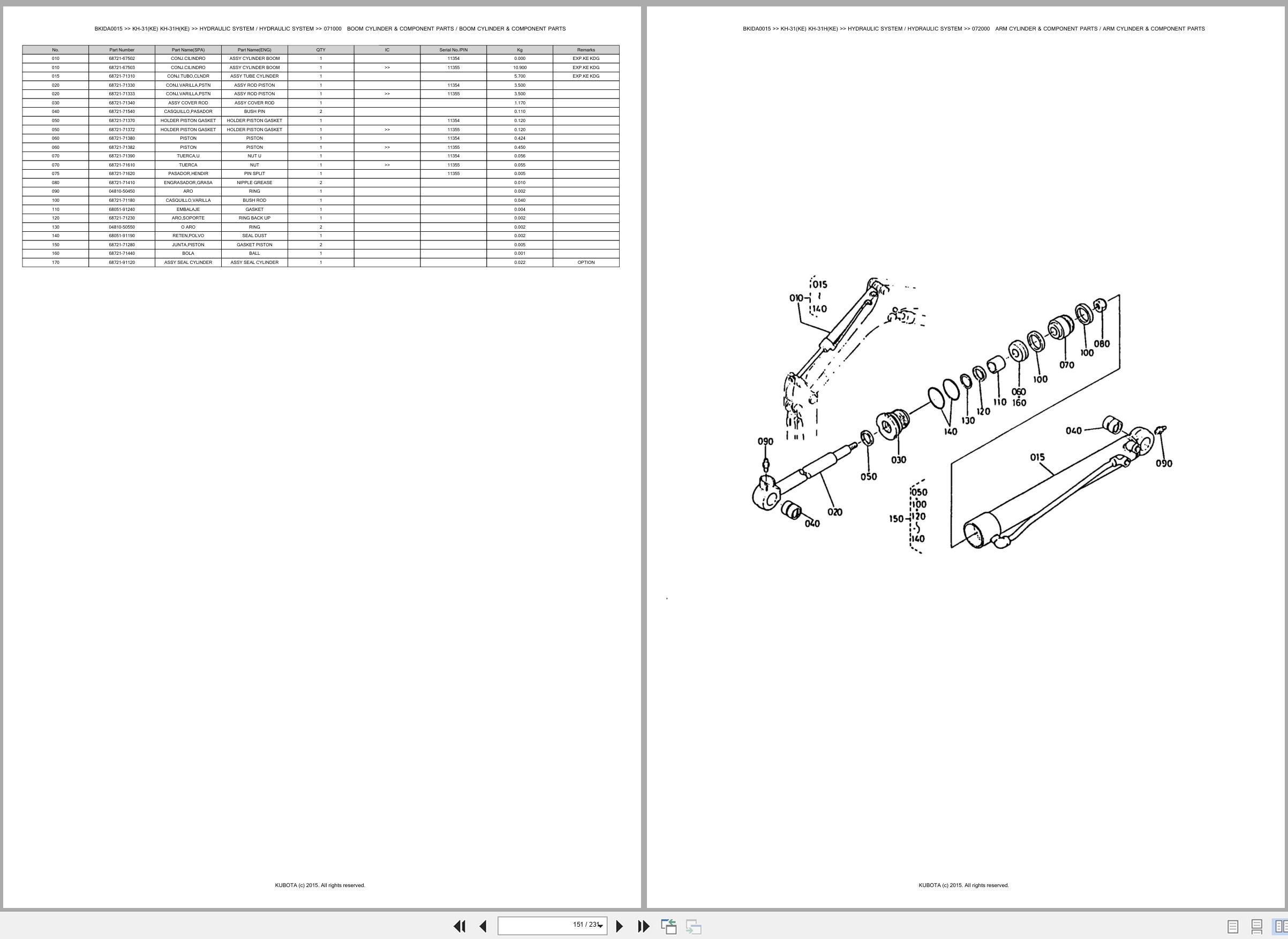 Kubota Excavator KH 31 KH 31KE KH 31H KH 31HKE Spare Parts Catalog EN ES (3)