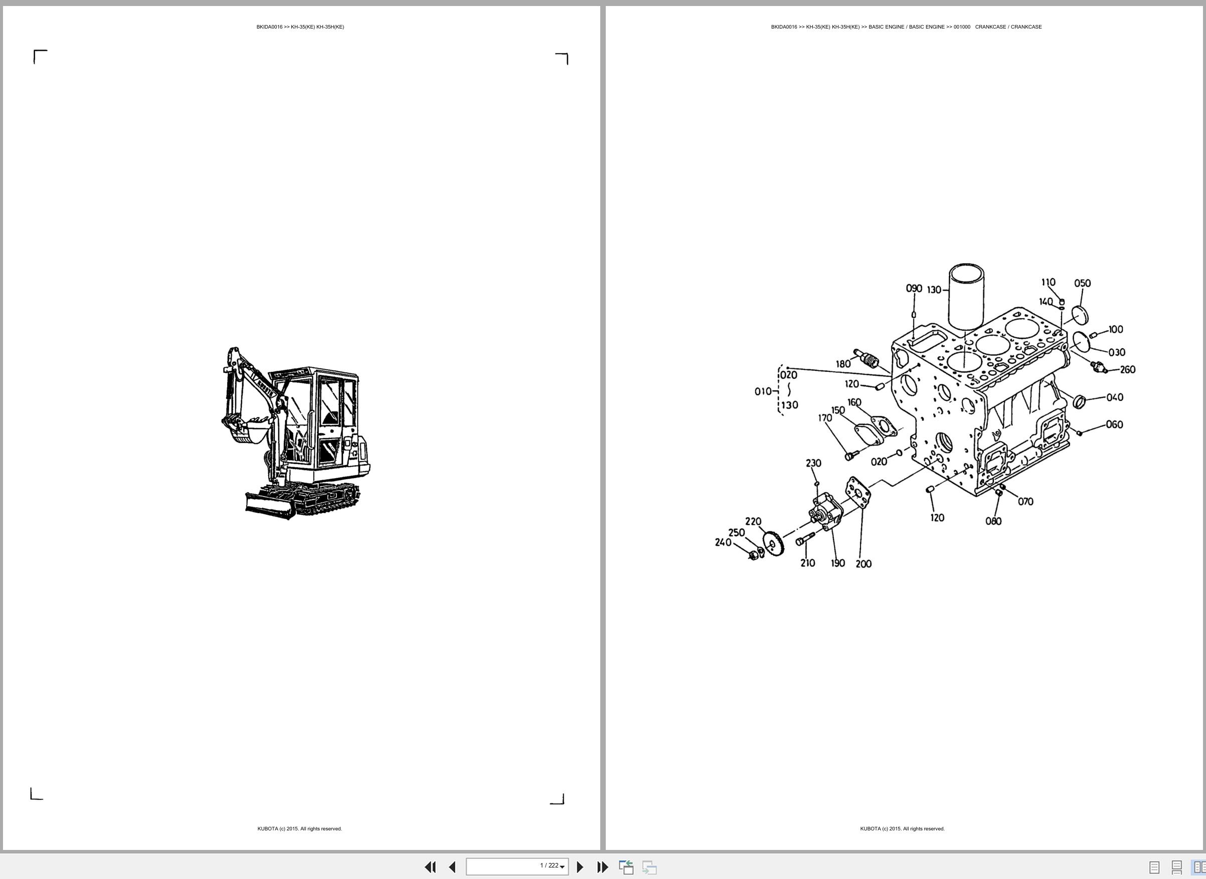 Kubota Excavator KH 35 KH 35KE KH 35H KH 35HKE Spare Parts Catalog EN ES (1)