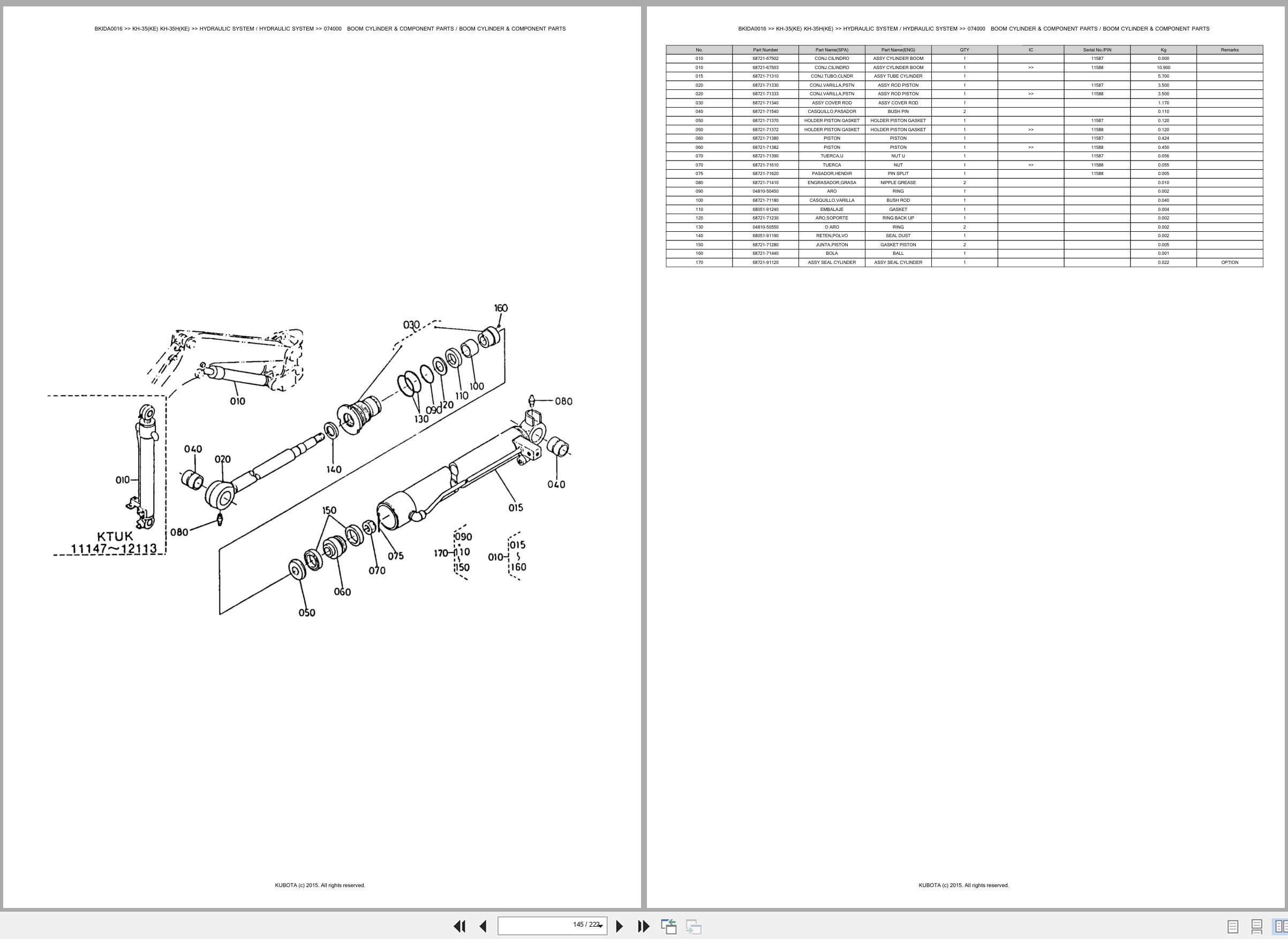 Kubota Excavator KH 35 KH 35KE KH 35H KH 35HKE Spare Parts Catalog EN ES (3)