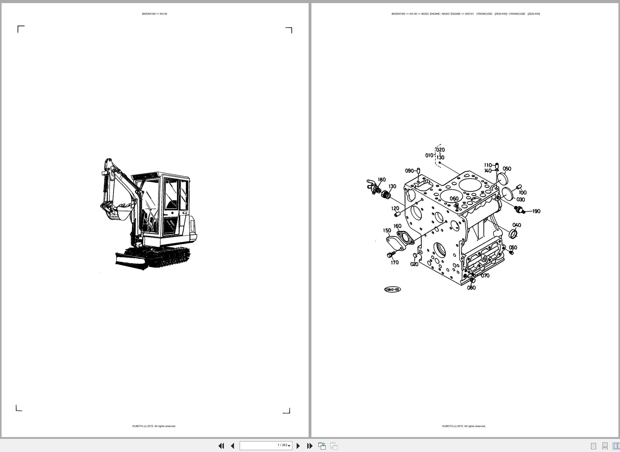 Kubota Excavator KH 36 Spare Parts Catalog EN ES (1)
