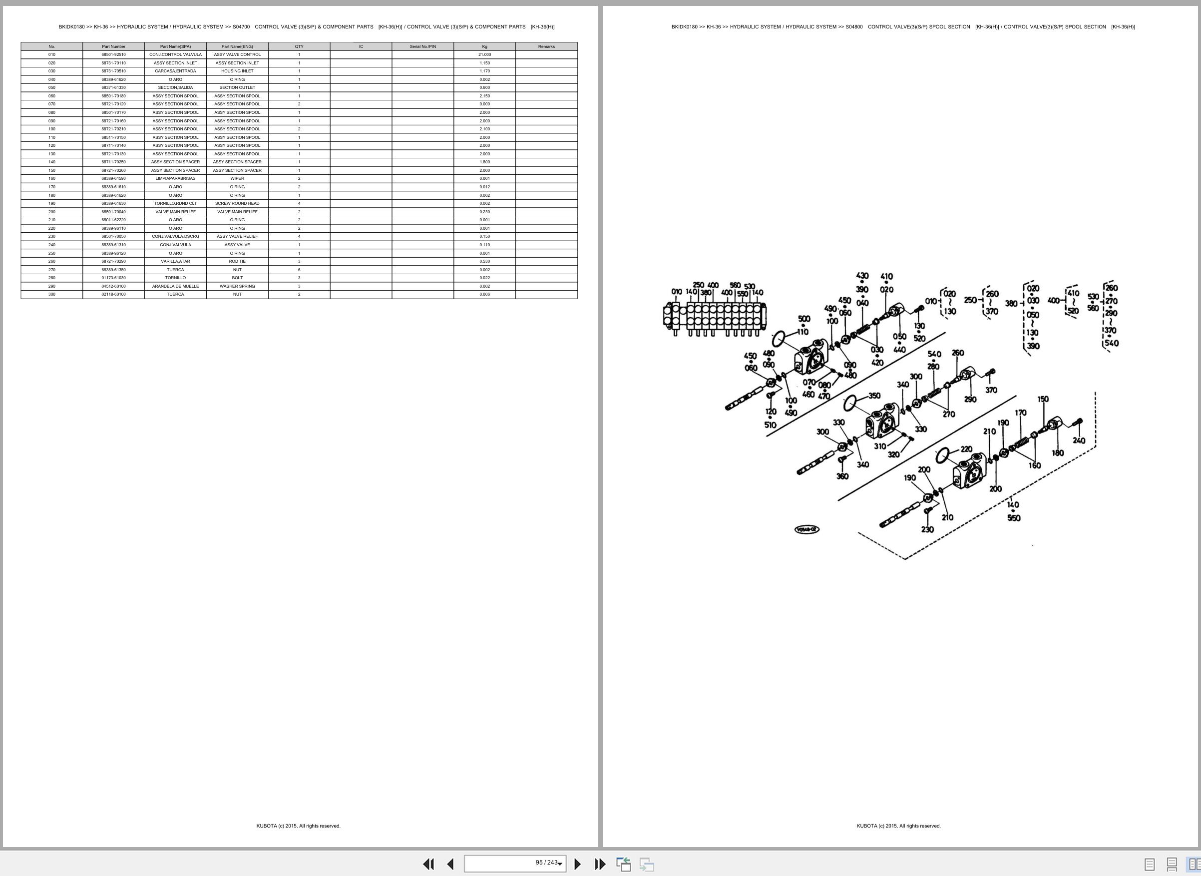 Kubota Excavator KH 36 Spare Parts Catalog EN ES (2)