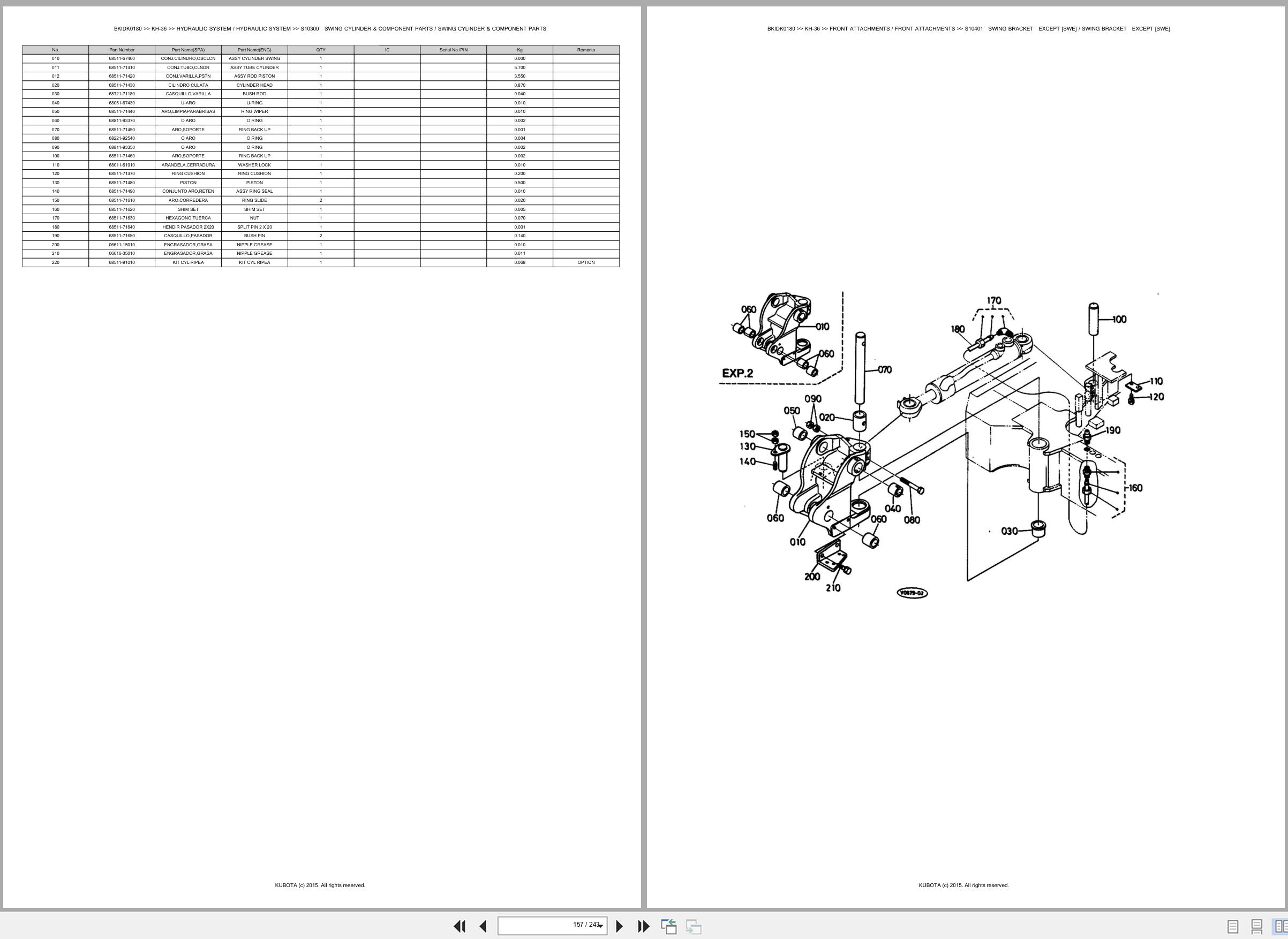 Kubota Excavator KH 36 Spare Parts Catalog EN ES (3)