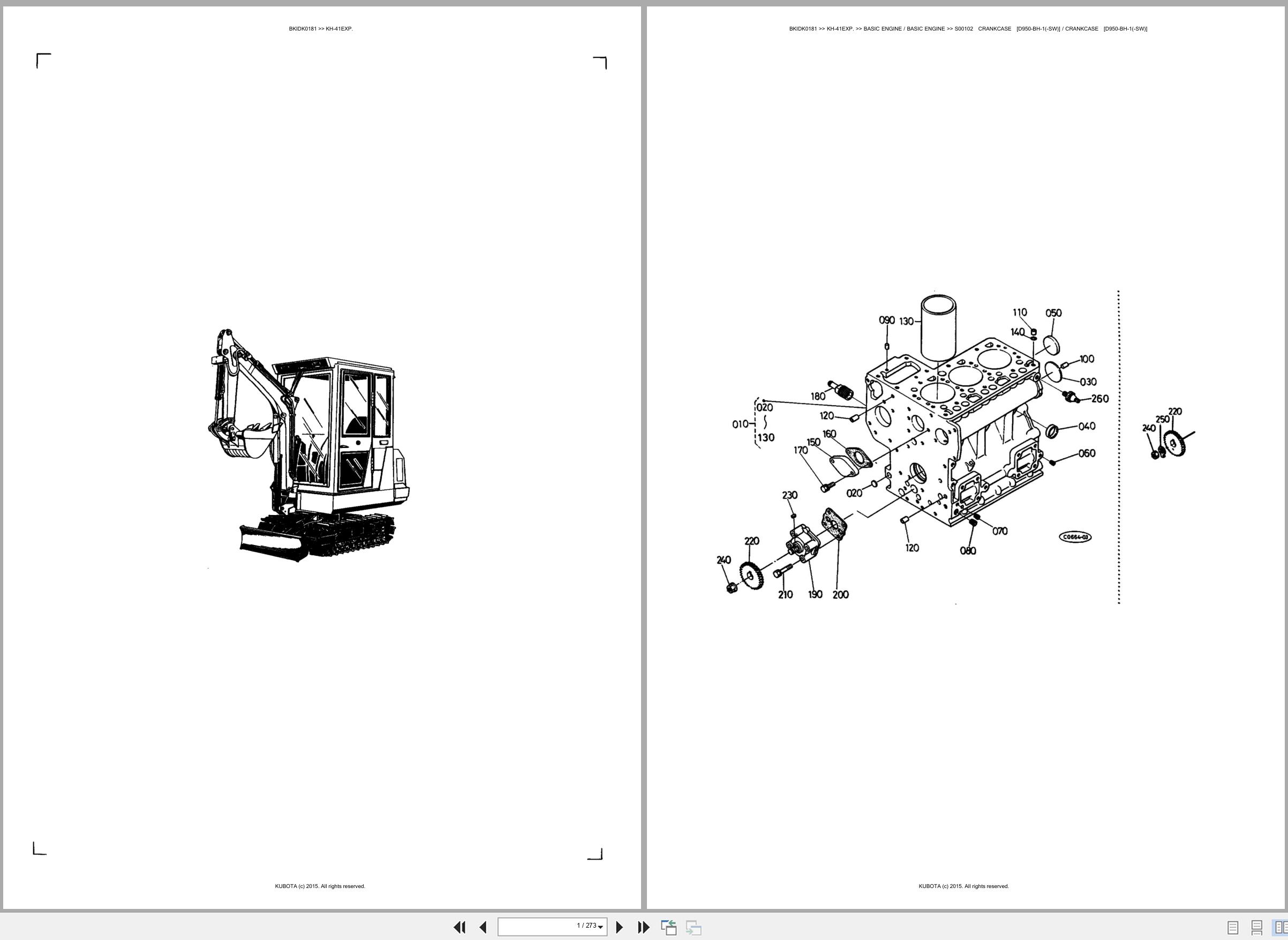 Kubota Excavator KH 41EXP Spare Parts Catalog EN ES (1)