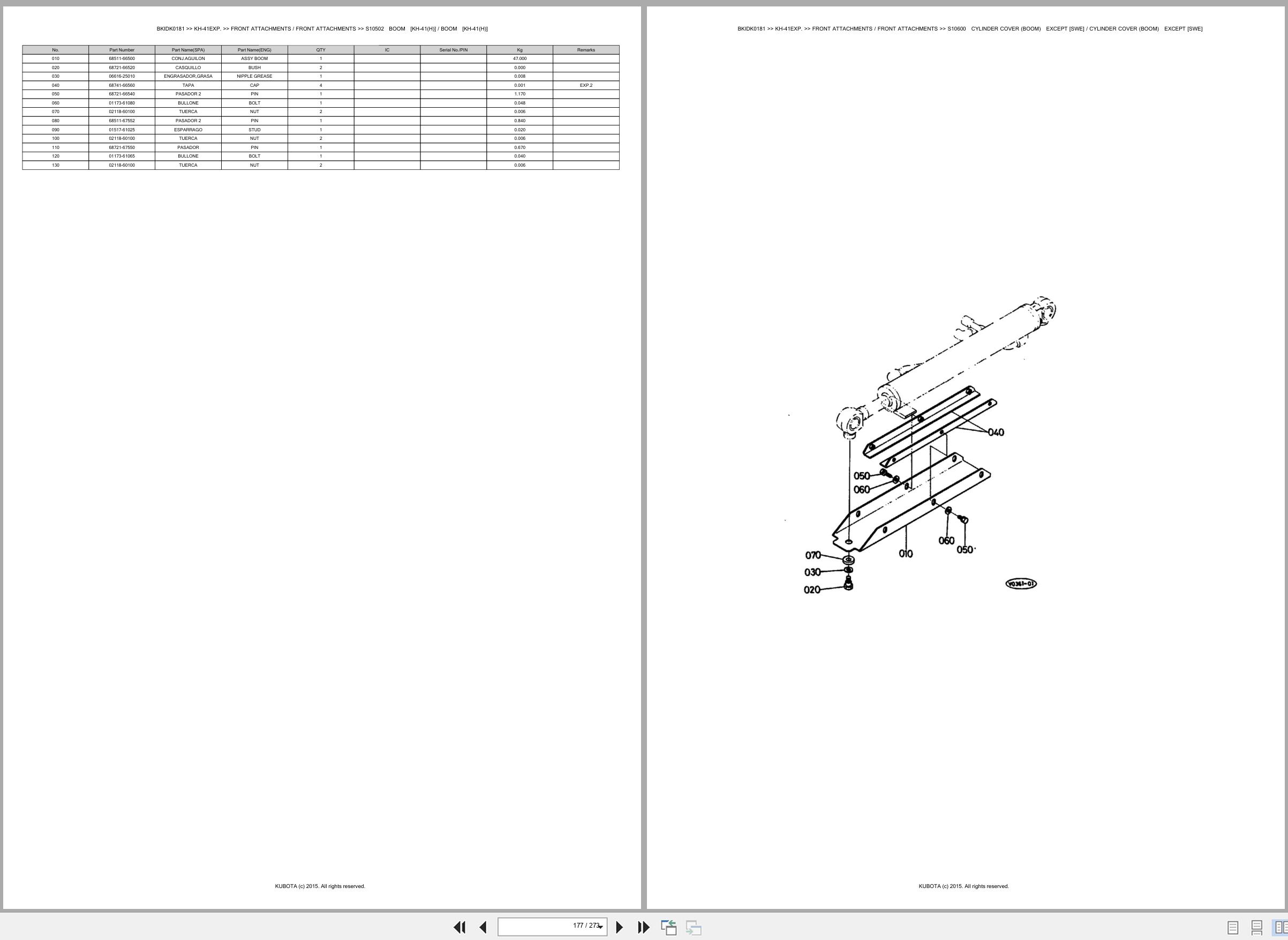 Kubota Excavator KH 41EXP Spare Parts Catalog EN ES (3)