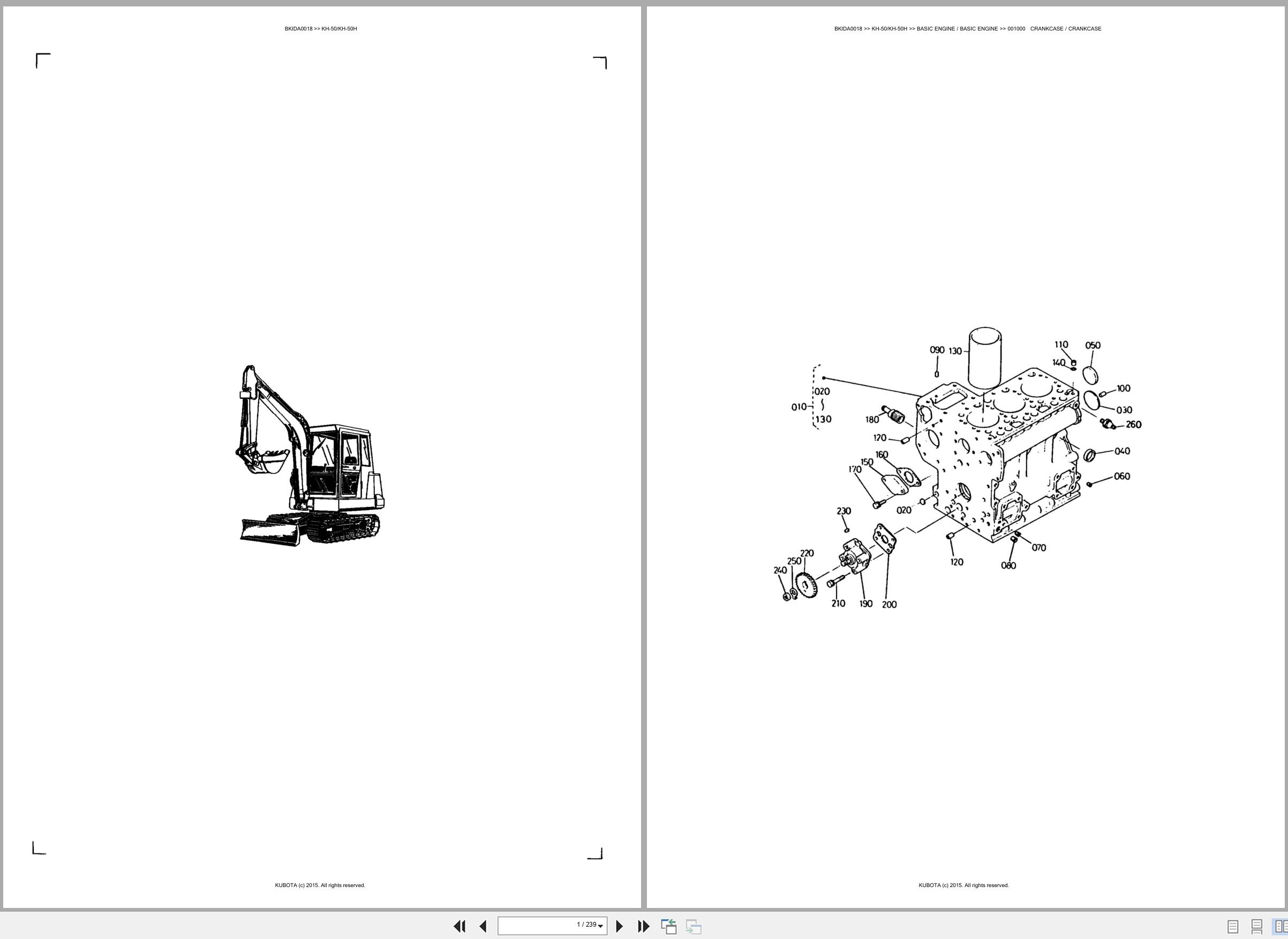 Kubota Excavator KH 50 KH 50H Spare Parts Catalog EN ES (1)