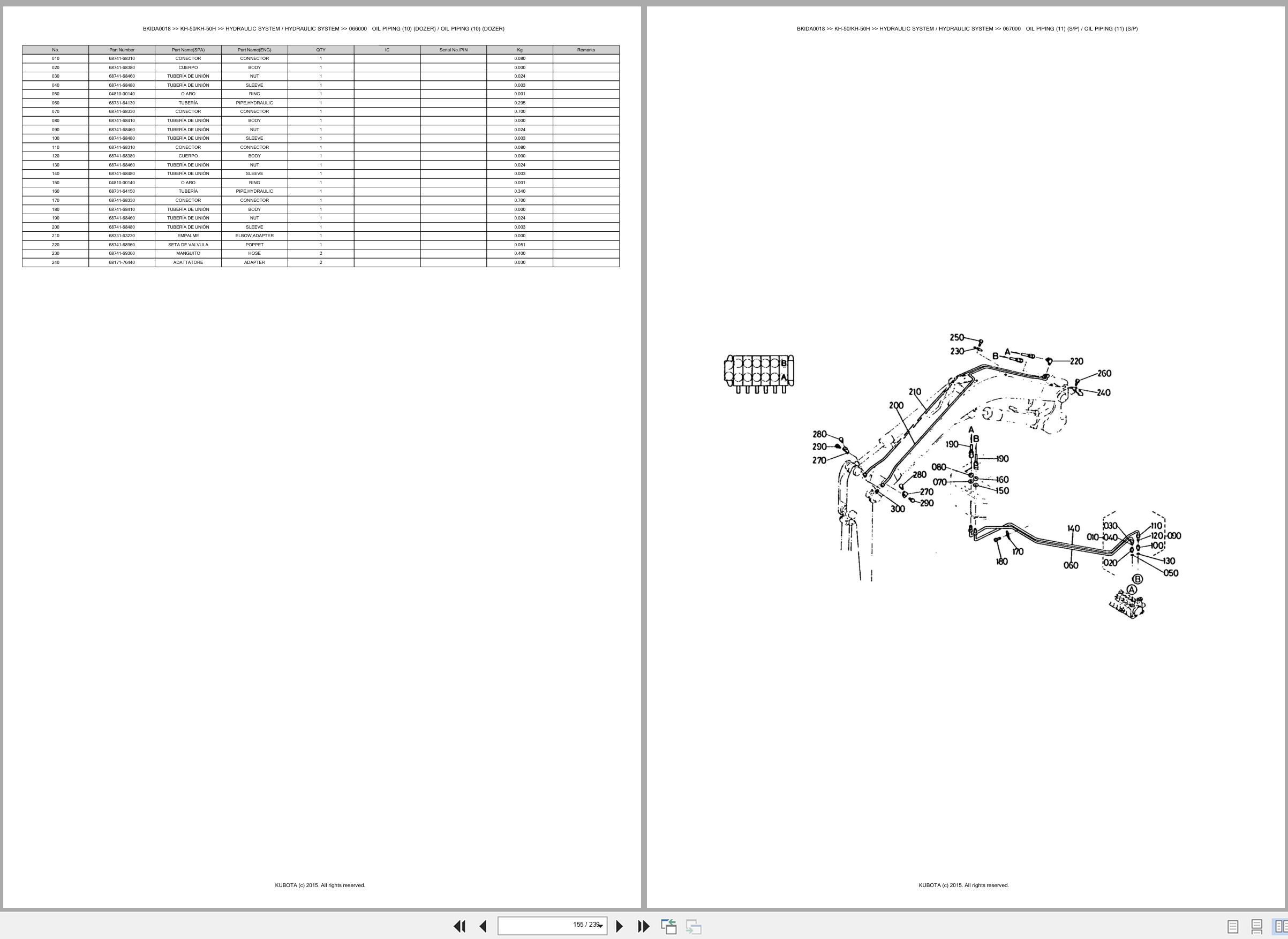 Kubota Excavator KH 50 KH 50H Spare Parts Catalog EN ES (3)