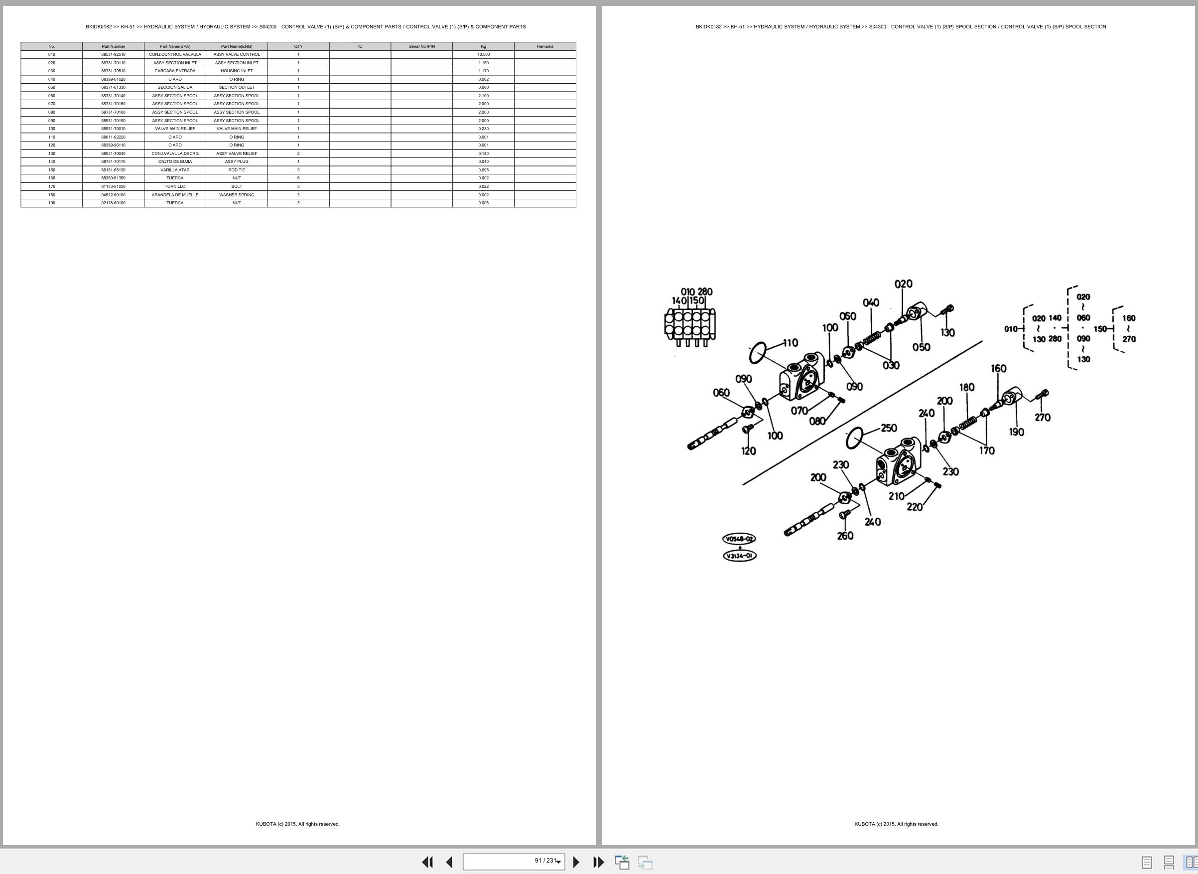Kubota Excavator KH 51 Spare Parts Catalog EN ES (2)