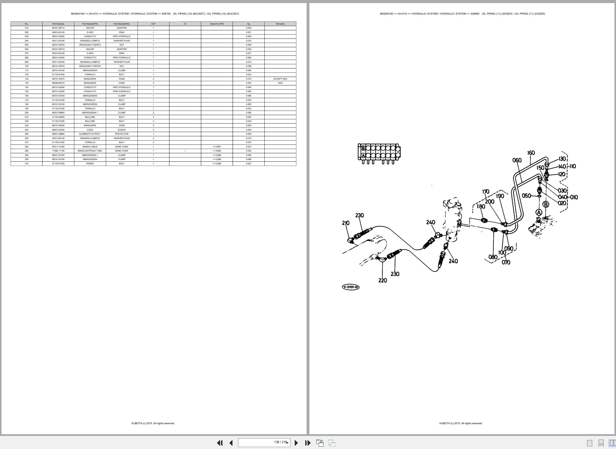 Kubota Excavator KH 51H Spare Parts Catalog EN ES (3)