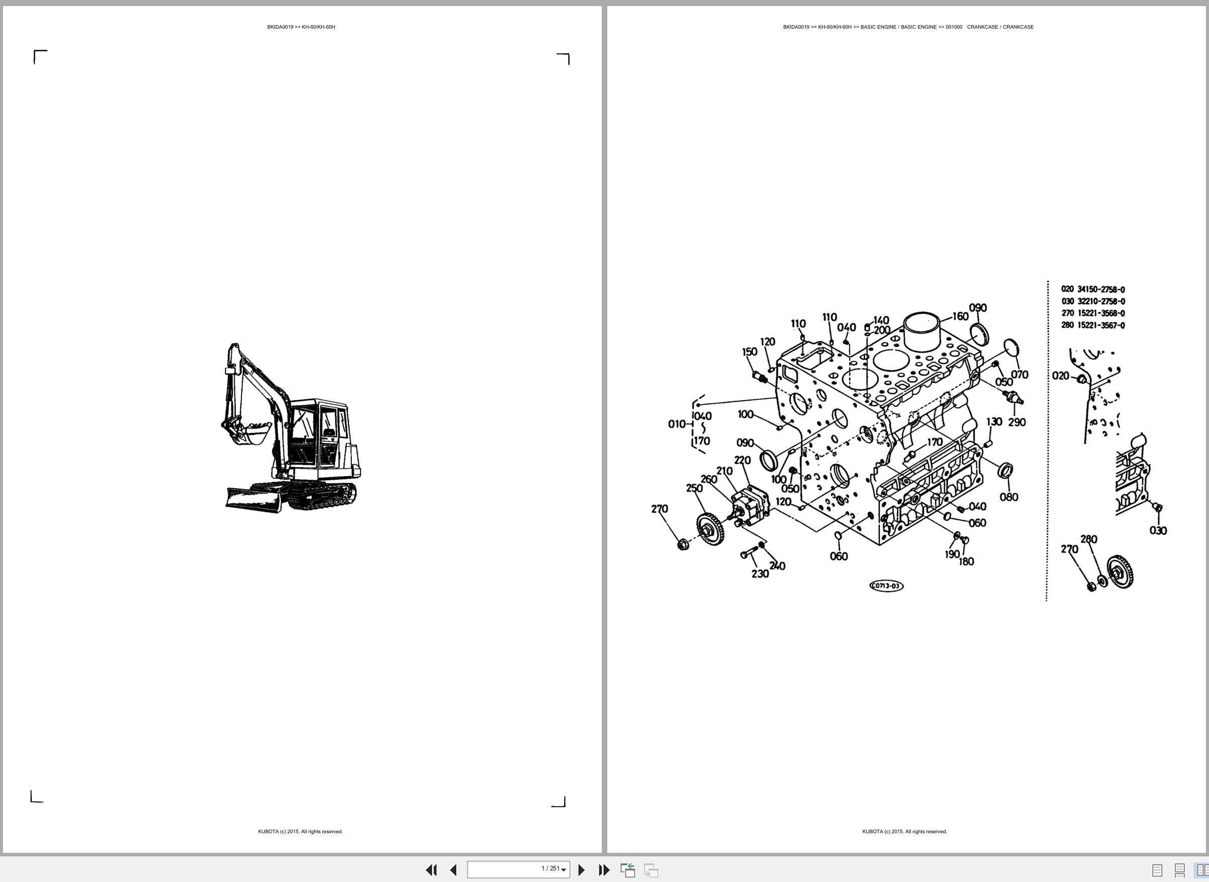 Kubota Excavator KH 60 KH 60H Spare Parts Catalog EN ES (1)