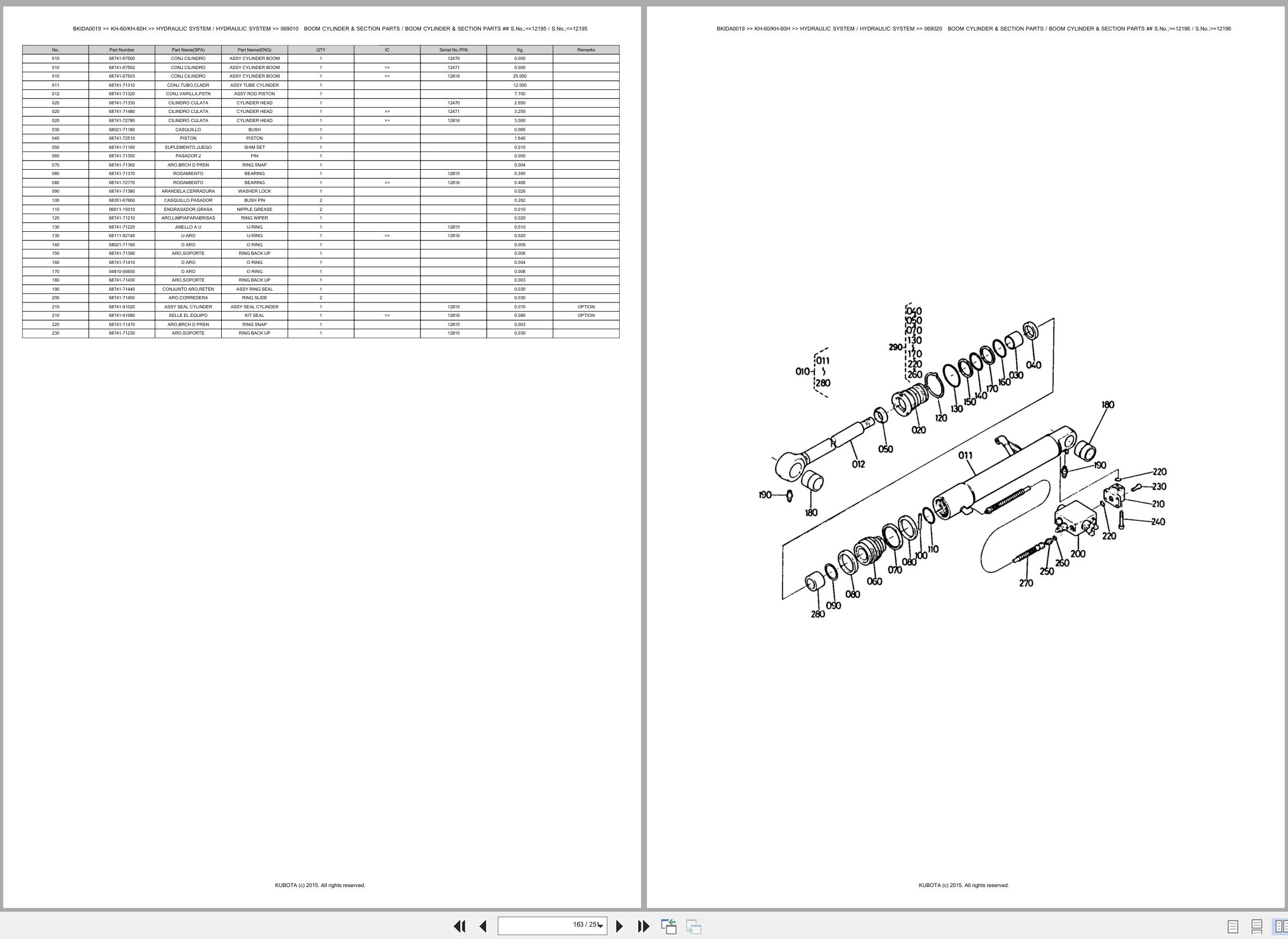 Kubota Excavator KH 60 KH 60H Spare Parts Catalog EN ES (3)