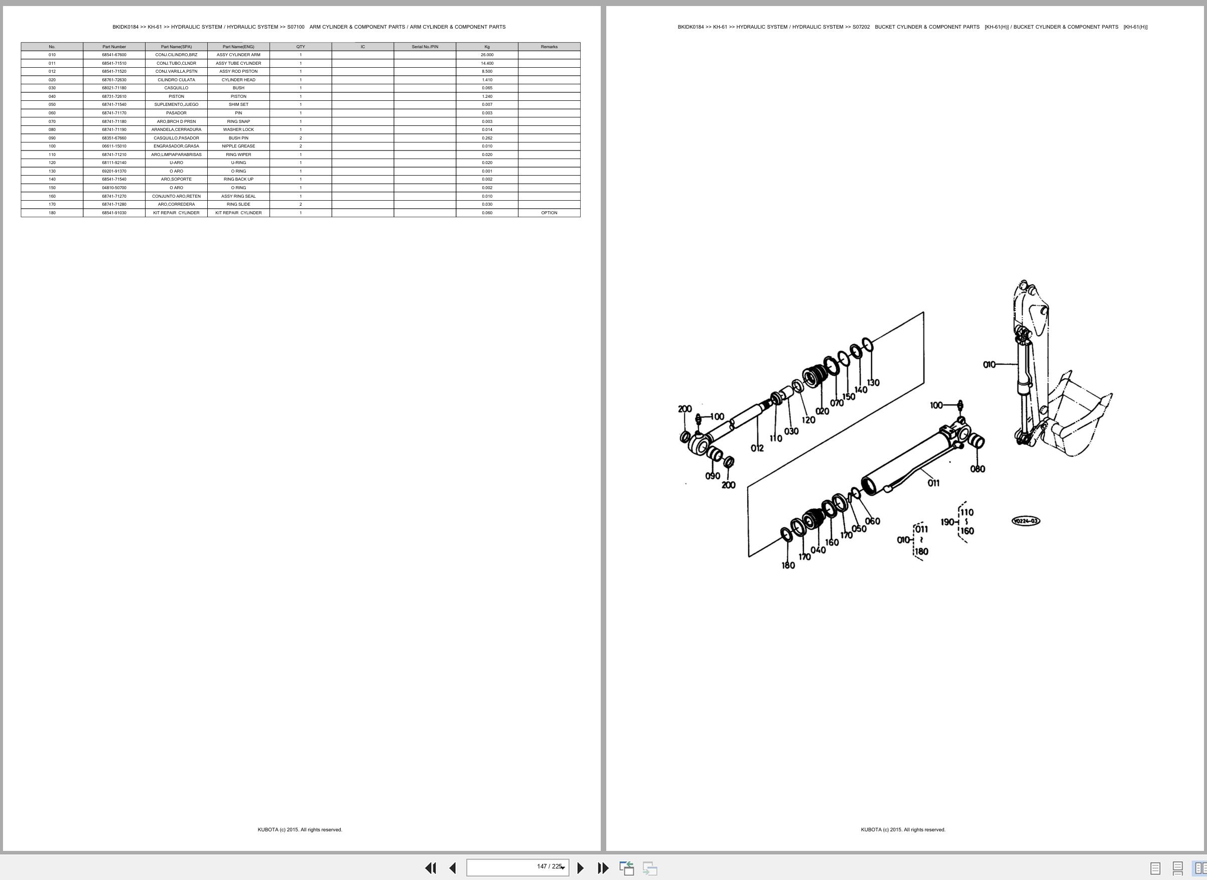 Kubota Excavator KH 61 Spare Parts Catalog EN ES (3)