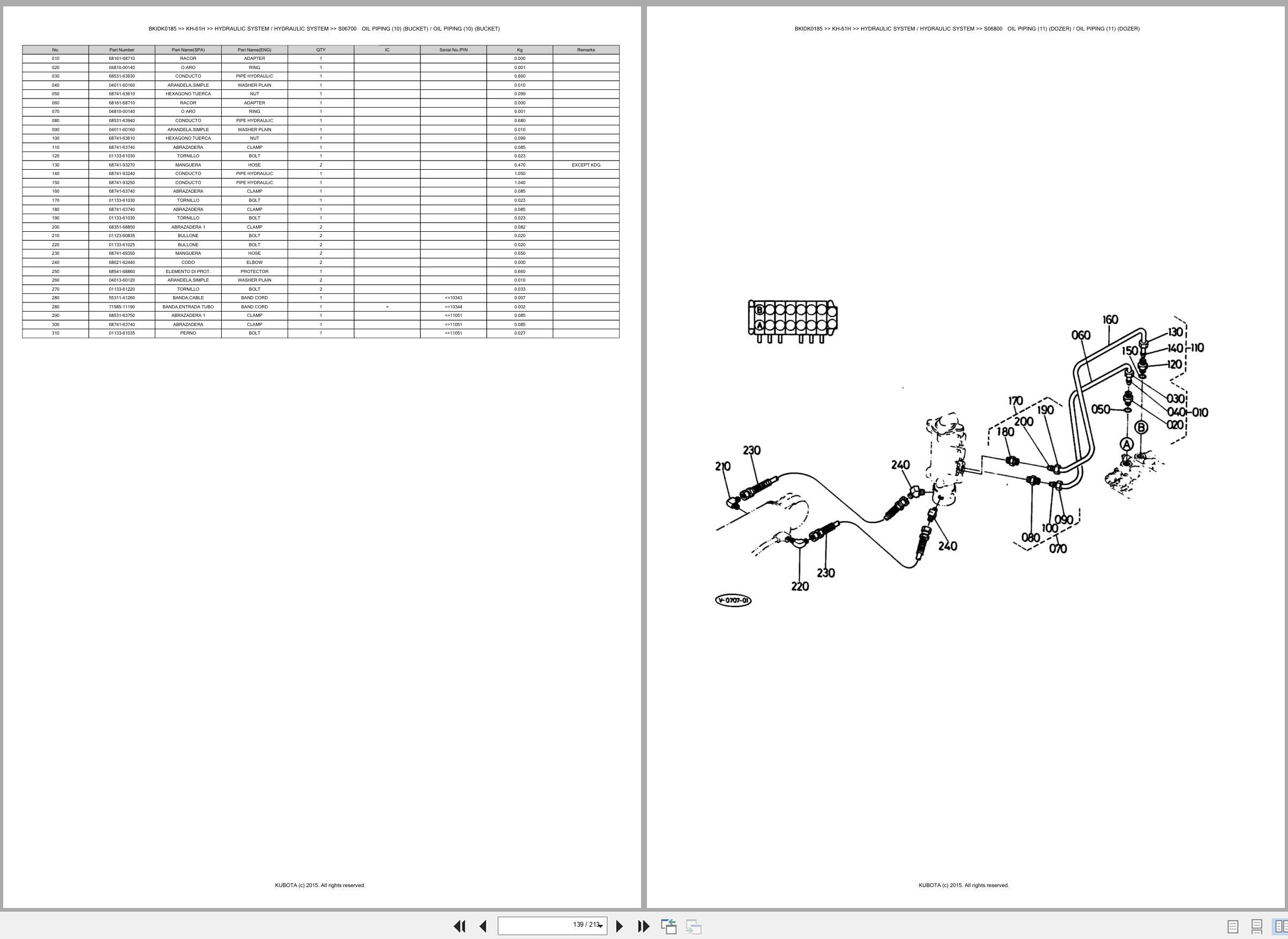 Kubota Excavator KH 61H Spare Parts Catalog EN ES (3)